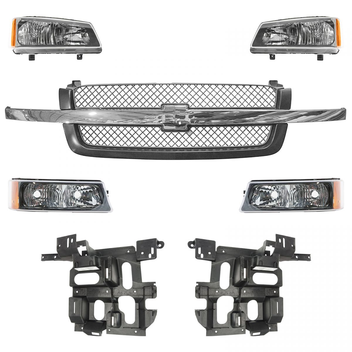 Headlight Parking Lamp Grille Mounting Panel Kit Set for Silverado