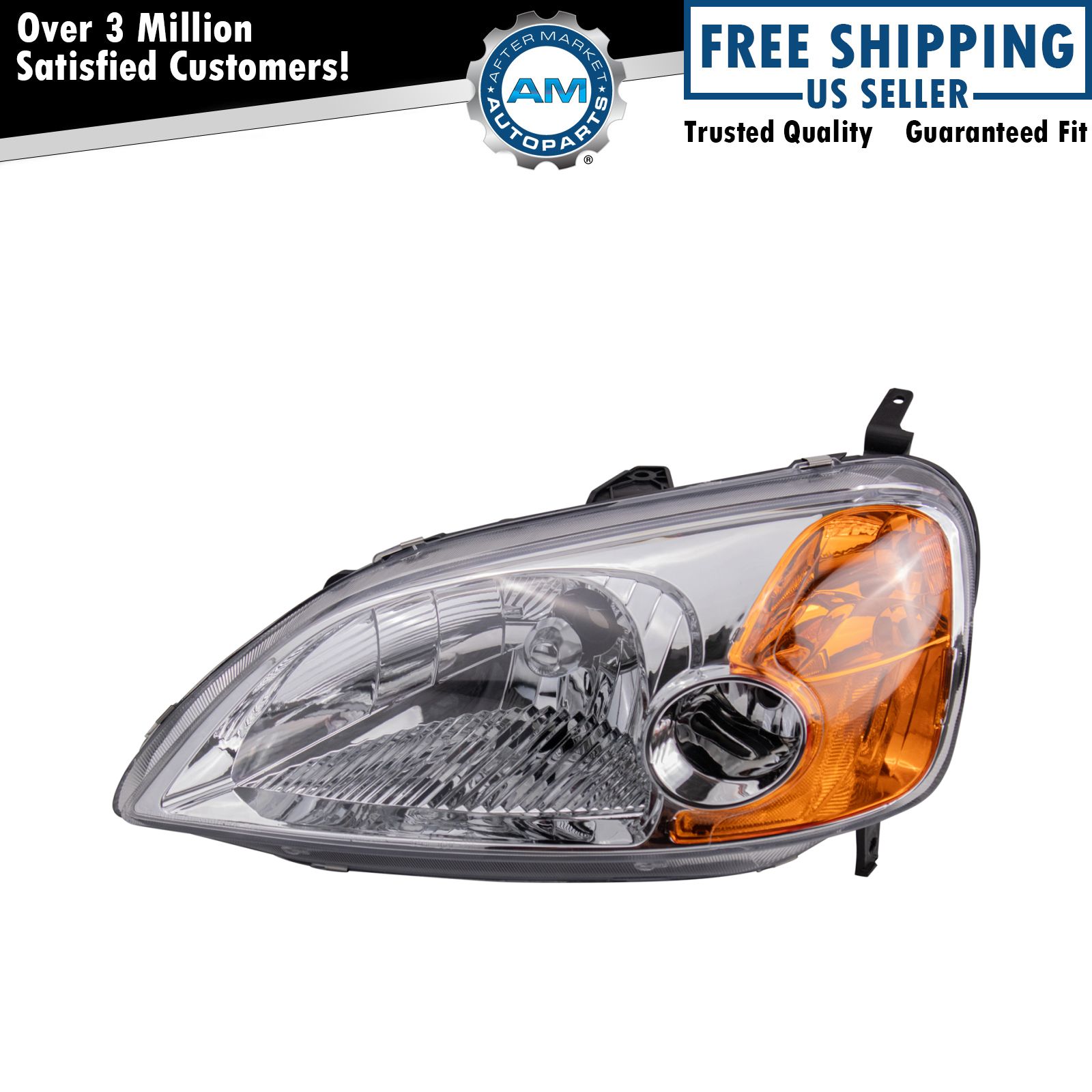 Left Headlight Assembly Drivers Side For 2001-2003 Honda Civic HO2518102