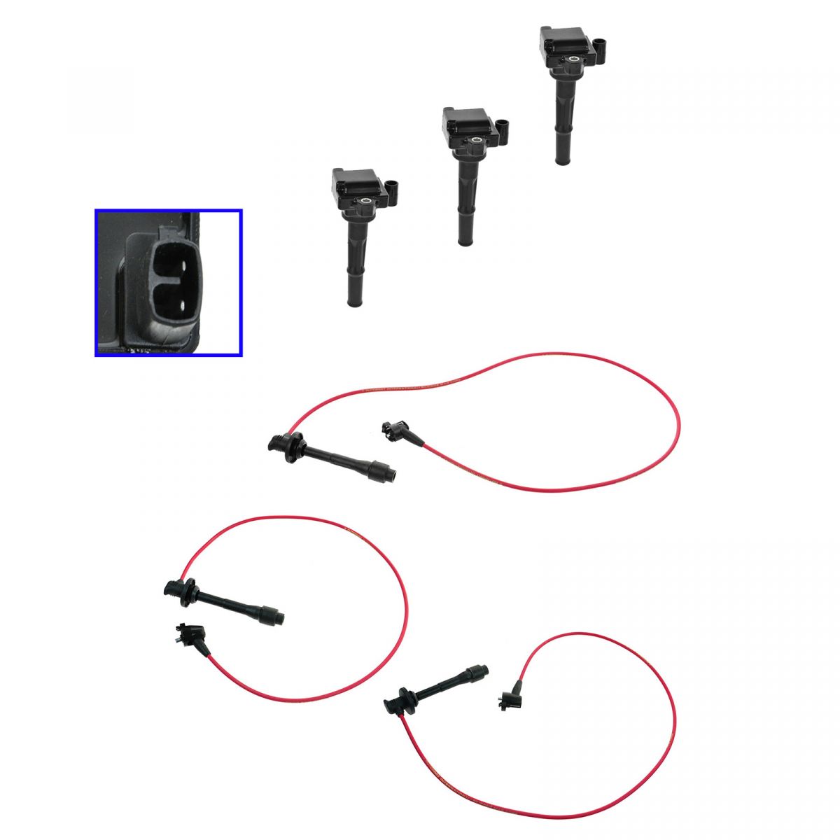 Set of Ignition Coil /& Spark Plug Wire set Fits 4Runner T100 Tacoma Tundra 3.4L