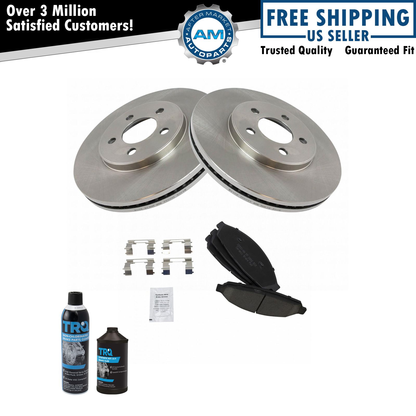 Front Brake Pad & Rotor Kit Left LH & Right RH w/Chemicals