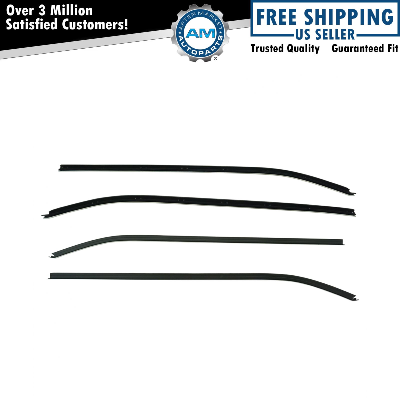 Inner & Outer Window Sweep Belt Seals Weatherstrip Set of 4 for Corvette Coupe
