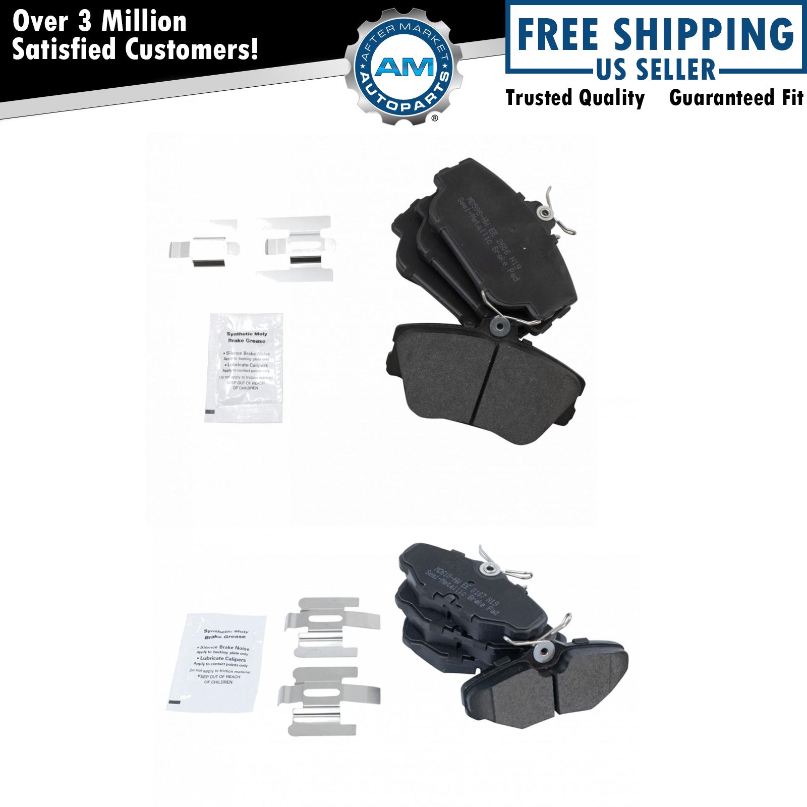 Front & Rear Semi-Metallic Disc Brake Pad Kit for Ford Lincoln Mercury New