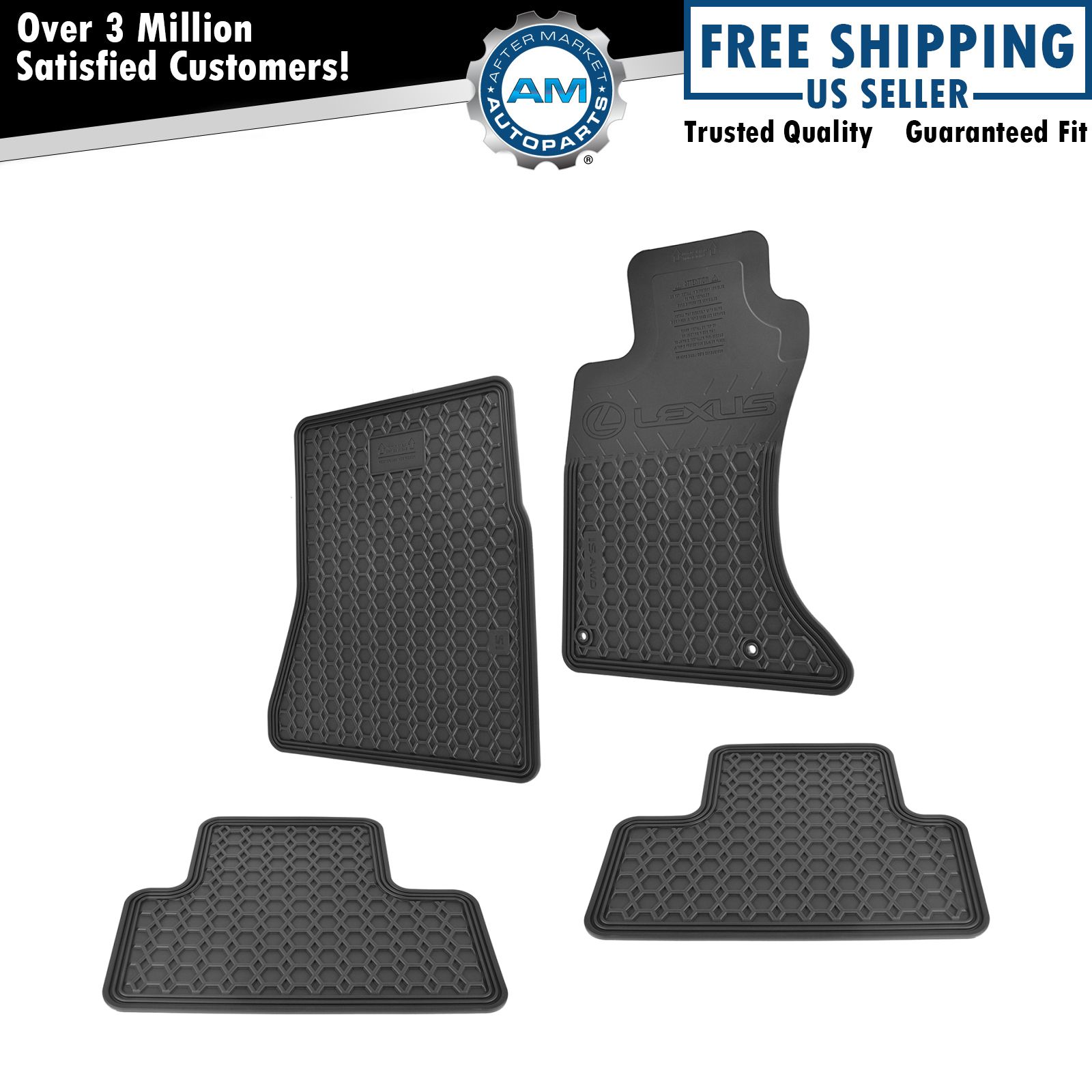 OEM All Weather Floor Mat Set of 4 LH RH Front & Rear Black for Lexus