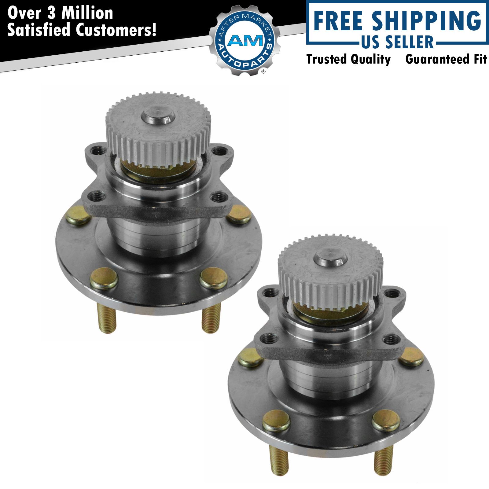 Rear Wheel Hubs & Bearings Pair Set of 2 NEW for Chrysler Mitsubishi 2WD w/ ABS