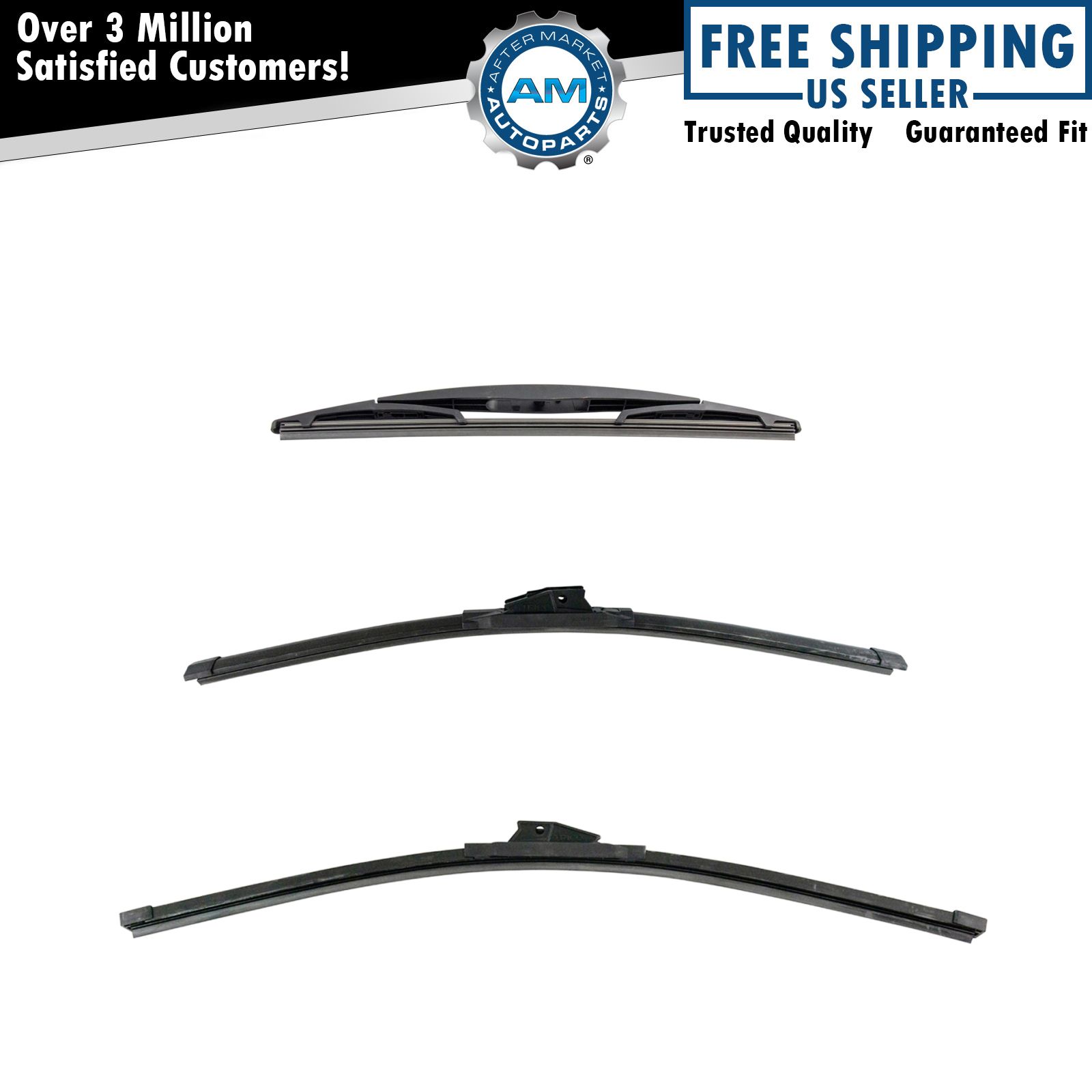 Trico Ice & Exact Fit Windshield Wiper Blade Front & Rear 3pc Set