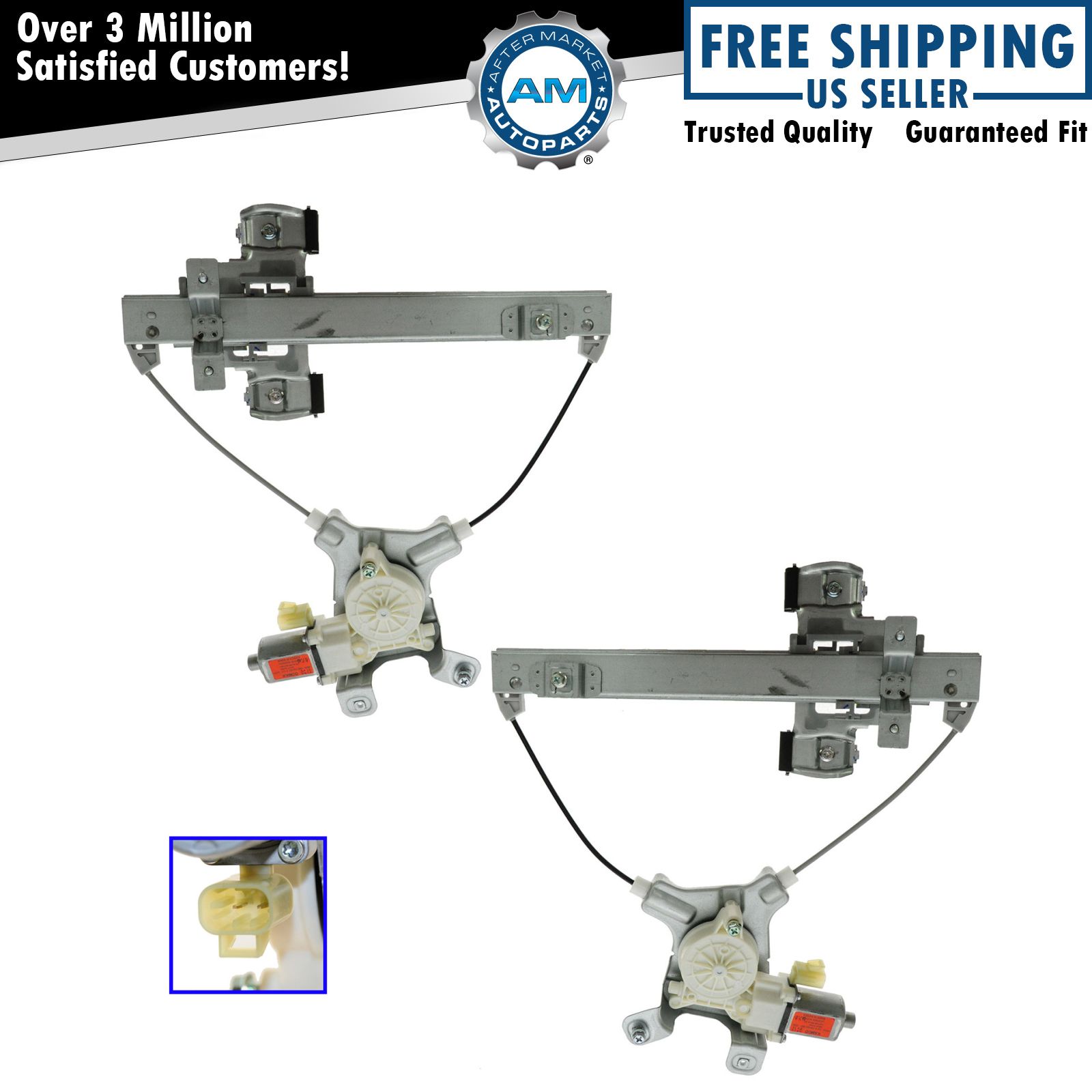 Power Window Regulator w/ Motor Rear Pair Set LH & RH for Chevy Pickup Truck