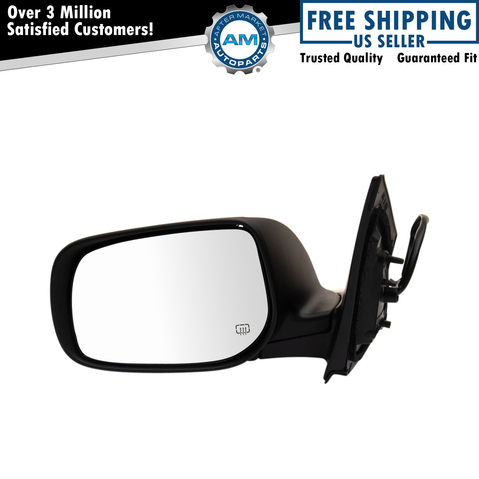 Side View Mirror Power Heated Smooth Black Driver Left for 09-13 Toyota Corolla