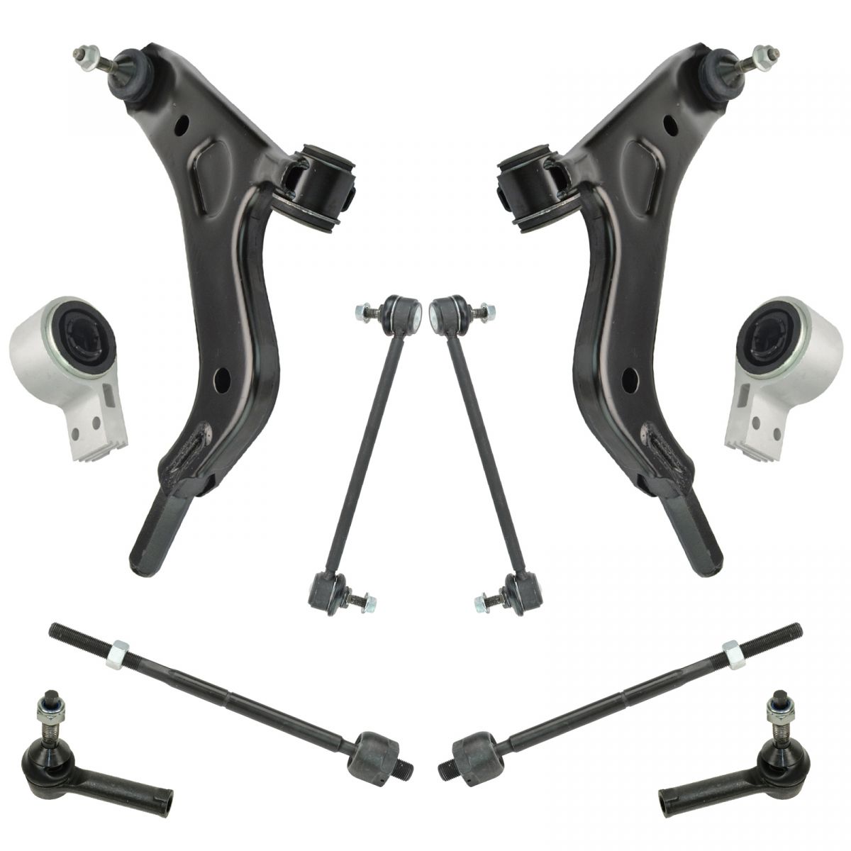 8 Piece Steering Suspension Kit Control Arms with Ball Joints Tie Rods ...