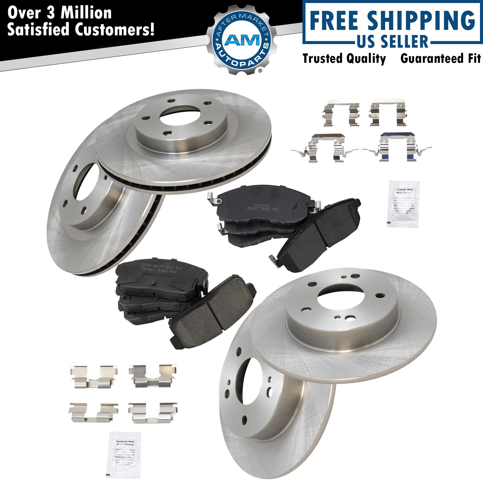 Front & Rear Premium Posi Ceramic Brake Pad & Rotor Kit for Nissan