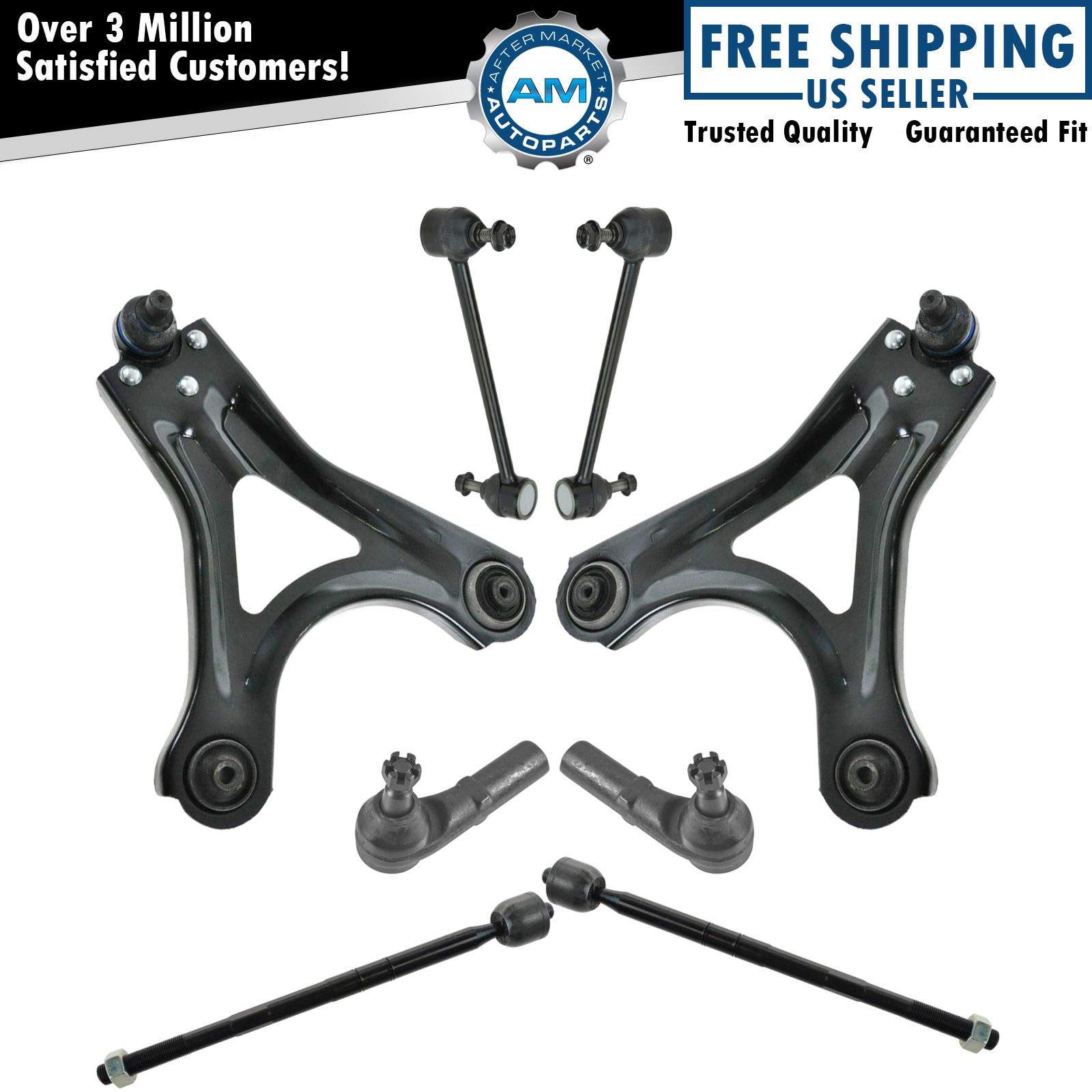 Front Steering & Suspension Kit Set of 8 Control Arms Tie Rods Sway Links New