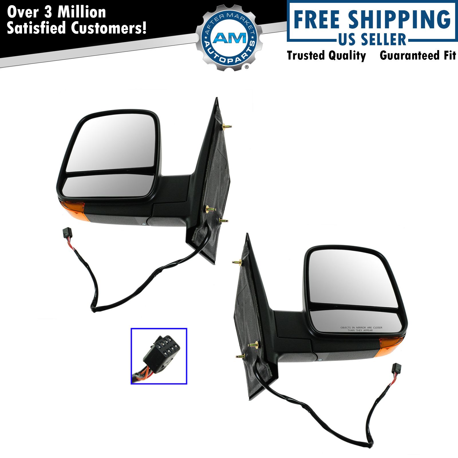 Side View Mirrors Power Heated Signal LH & RH Pair Set for 0813