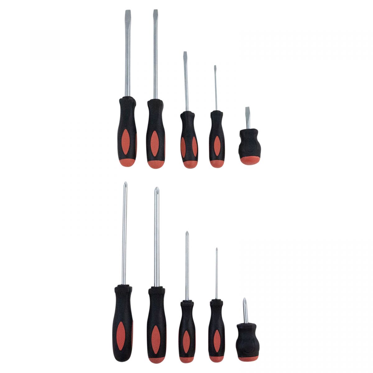 10 Piece Screwdriver Set Ergonomic Handles Phillips & Slotted Flat Head