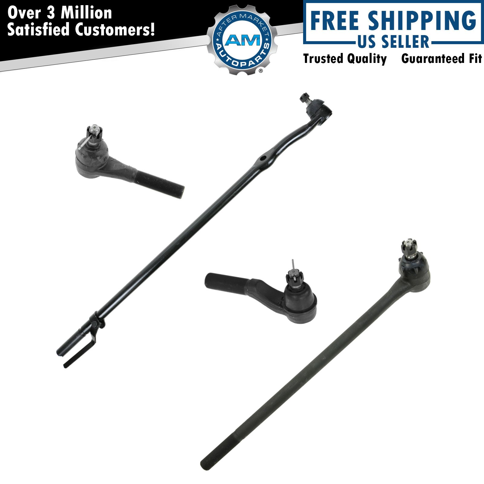 4 Piece Kit Inner Outer Tie Rod End Drag Link Set for F150 F250 F350