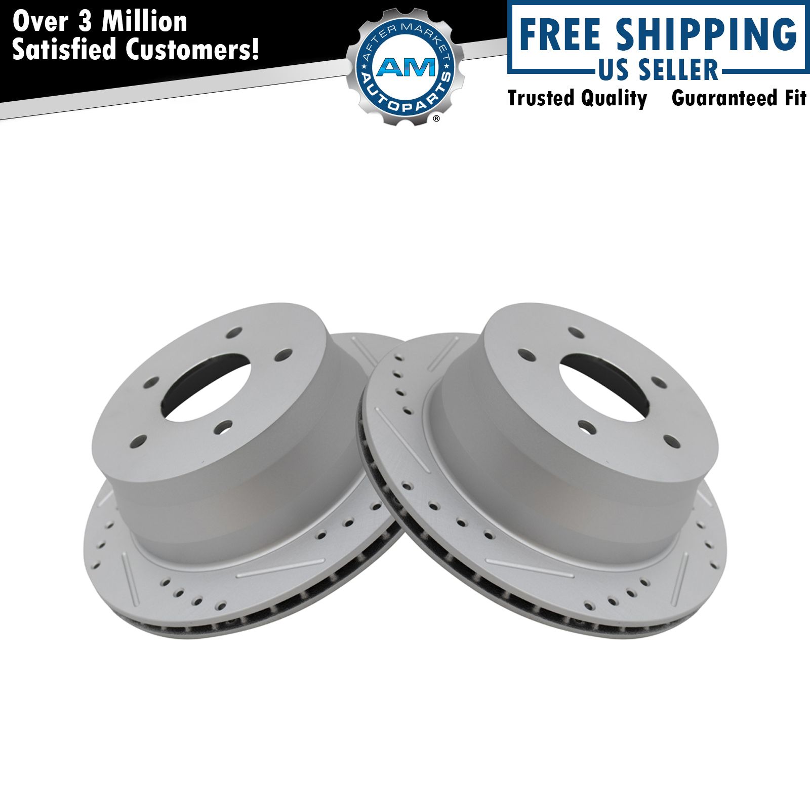Performance Drilled Slotted Rear Coated Brake Rotor Pair for Chevy S10