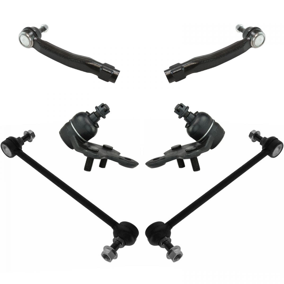 6 Piece Kit Tie Rod End Lower Ball Joint Stabilizer Sway Bar End Link