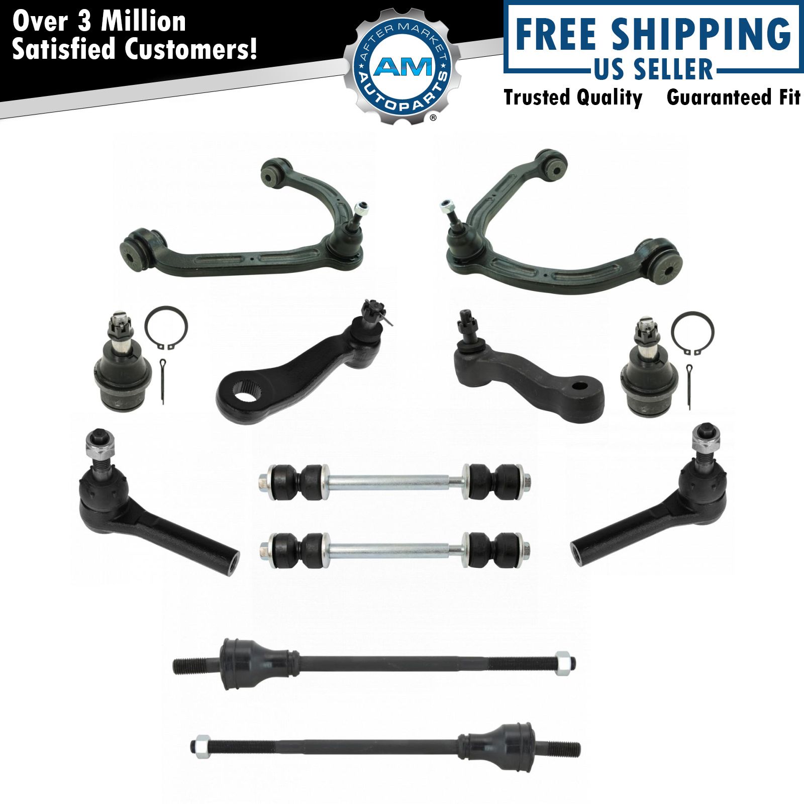 12 Piece Steering & Suspension Kit Control Arms Ball Joints Tie Rods ...