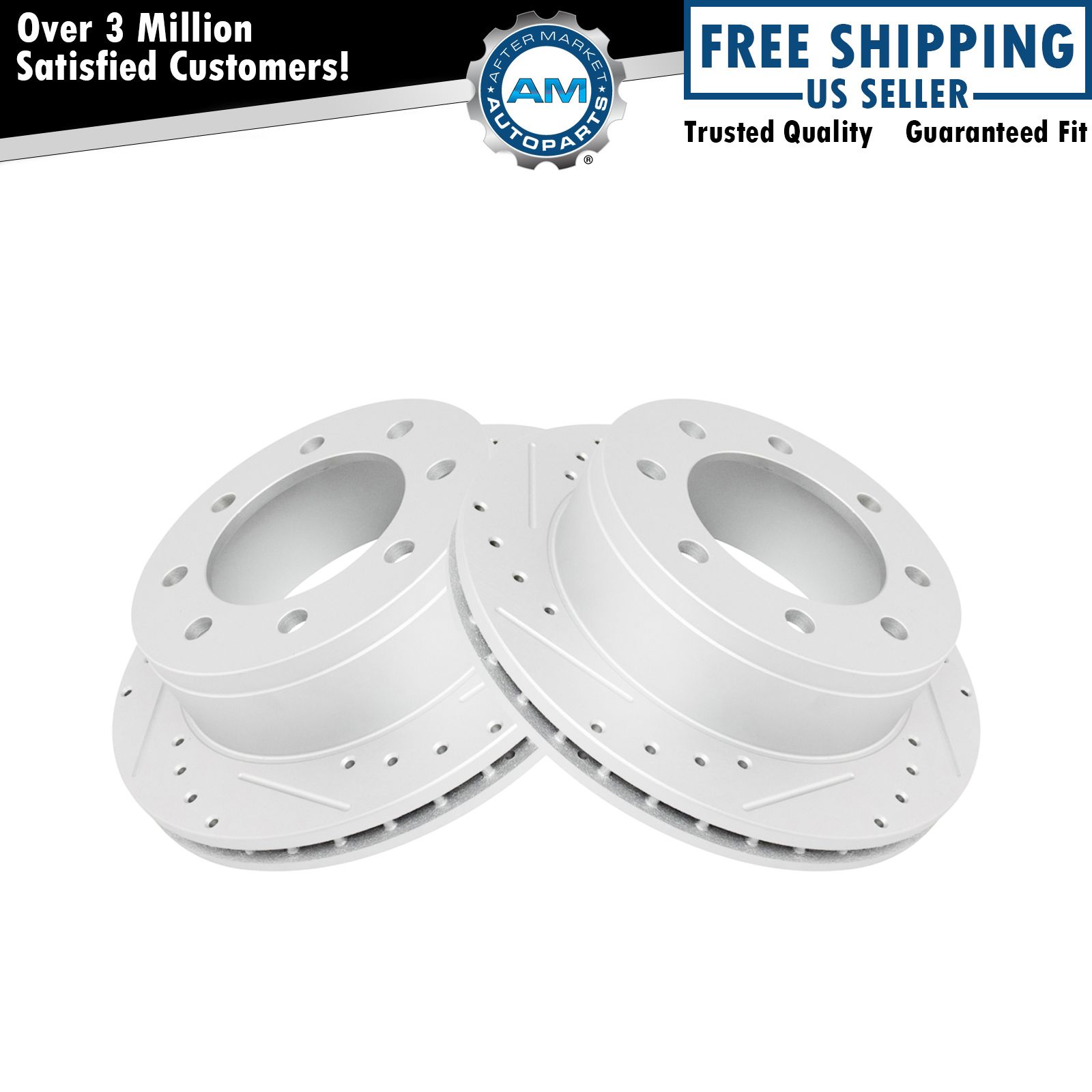 Brake Rotor Performance Drilled Slotted Rear Pair Set for Chevy GMC New