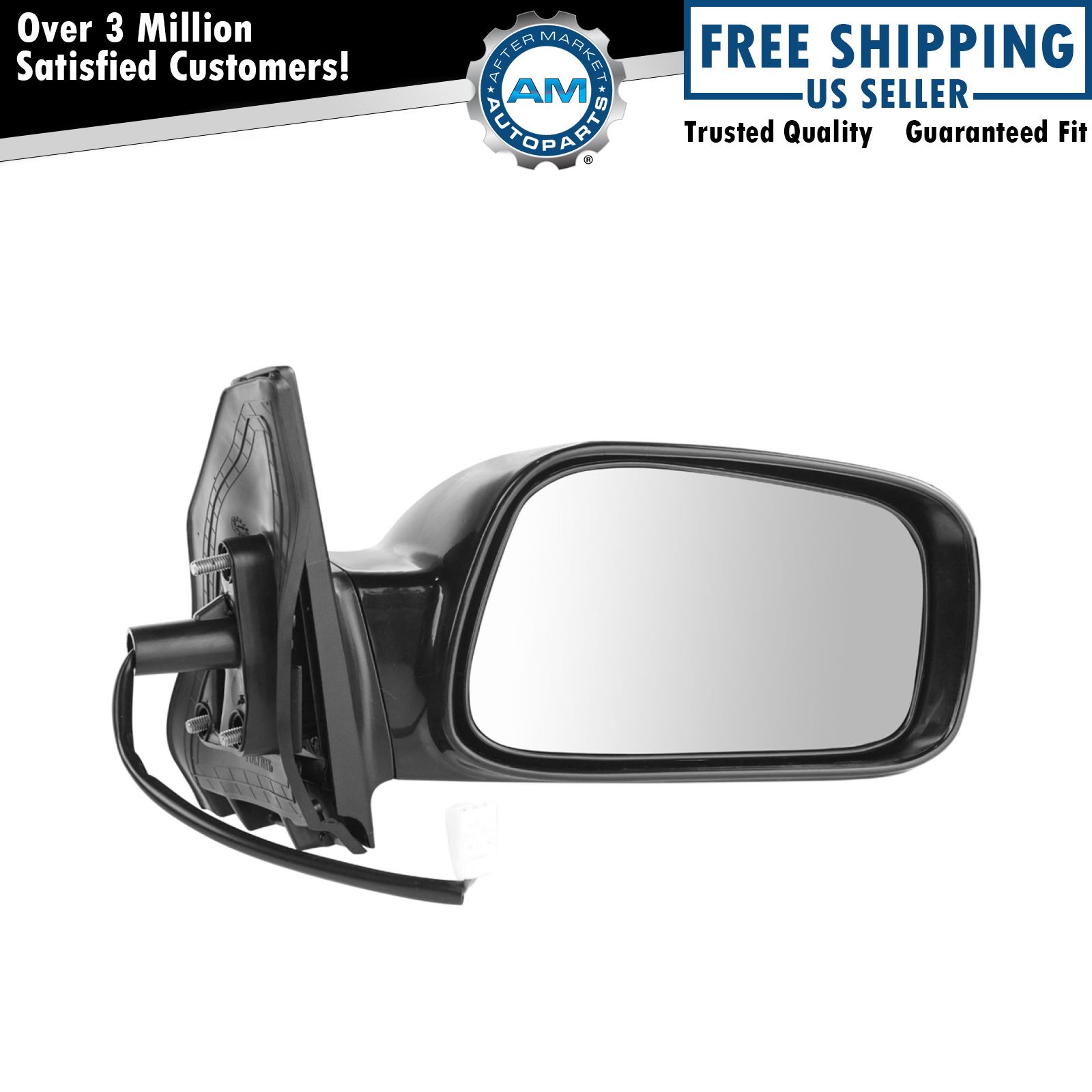 Side View Power Mirror Smooth Black Passenger Right RH for 03-08 Toyota Corolla