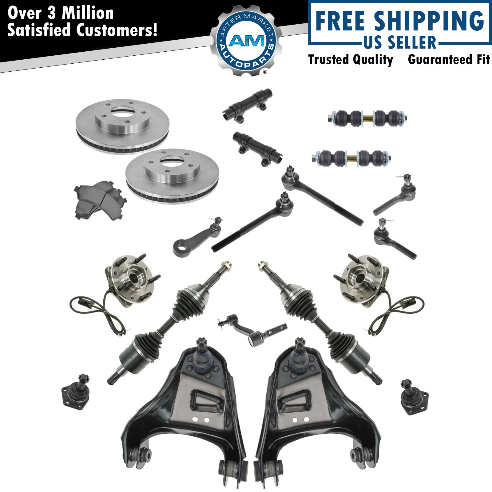 21 Piece Steering Suspension & Brake Kit Control Arms Axles Tie Rods