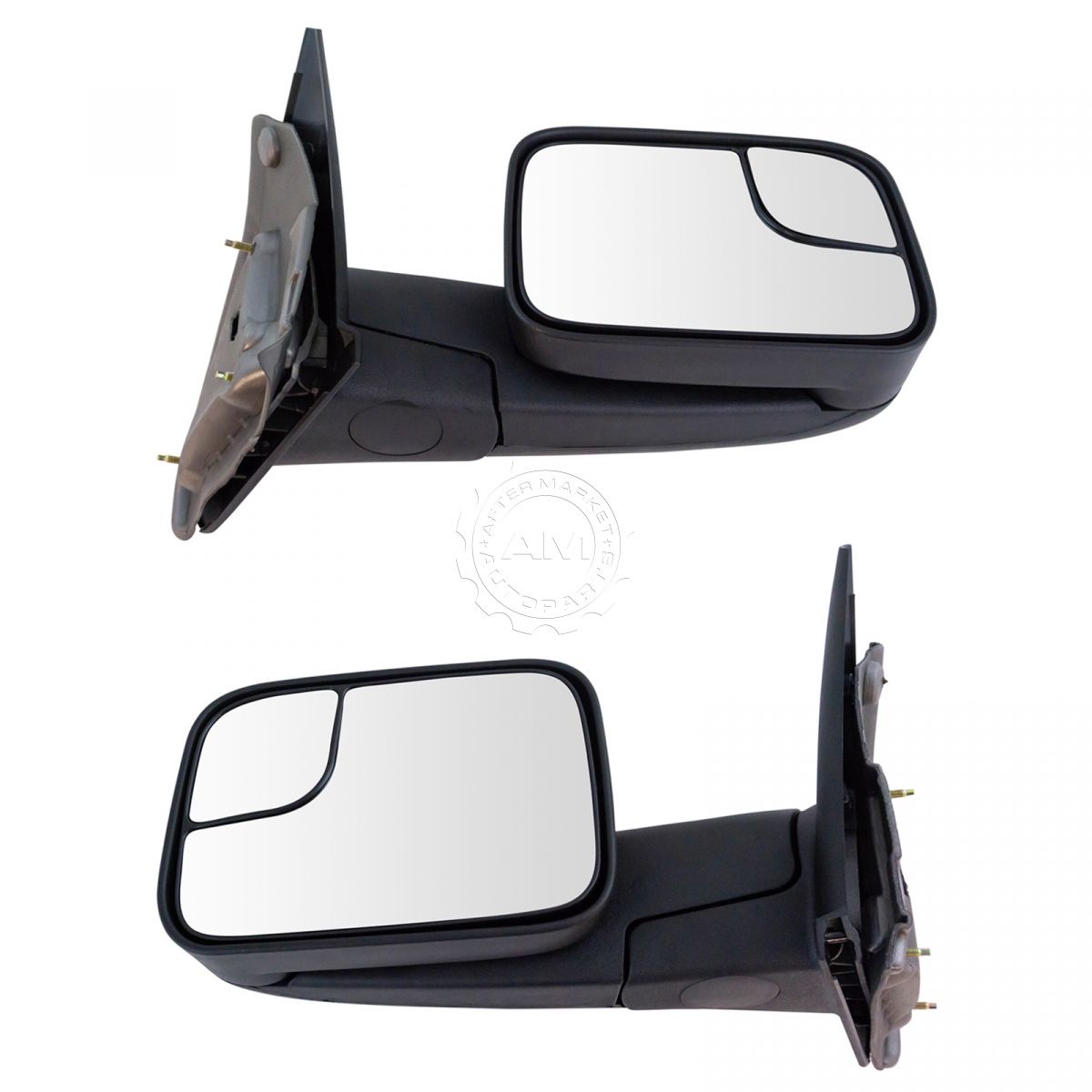 Towing Mirror Manual Textured Black Pair Set for Dodge Ram Pickup Truck New