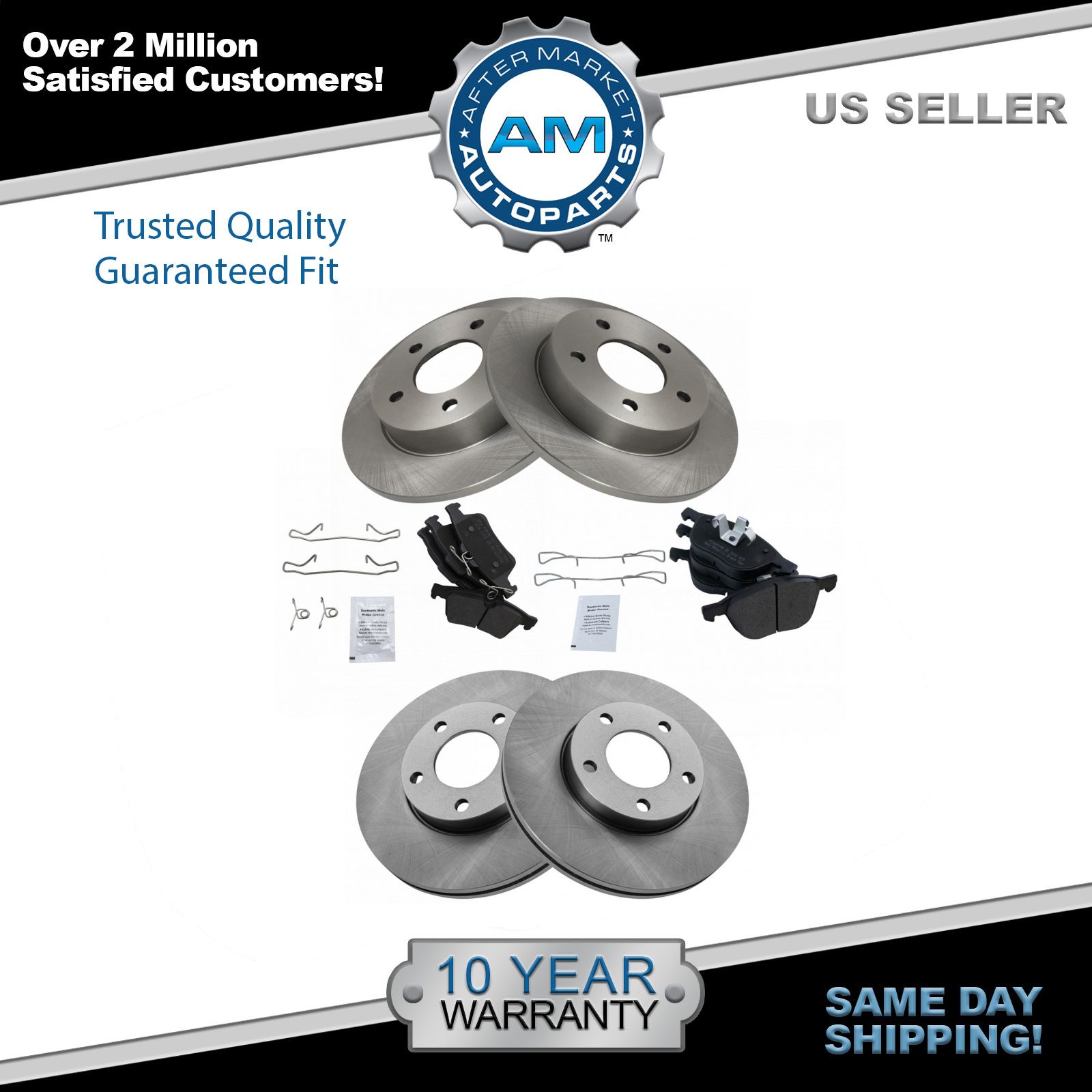 Metallic Brake Pad & Disc Rotor Front & Rear Kit for Mazda 3 2.0L New