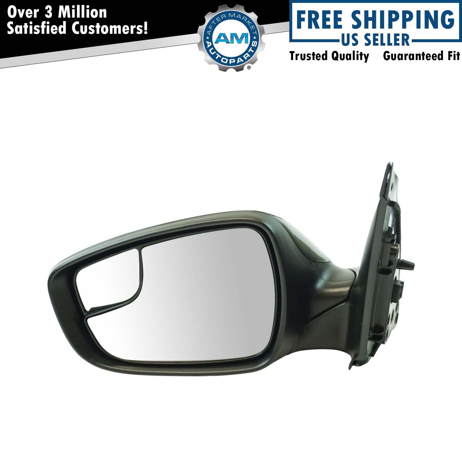 Exterior Power Mirror Heated Black Smooth LH Driver Side for Hyundai Accent