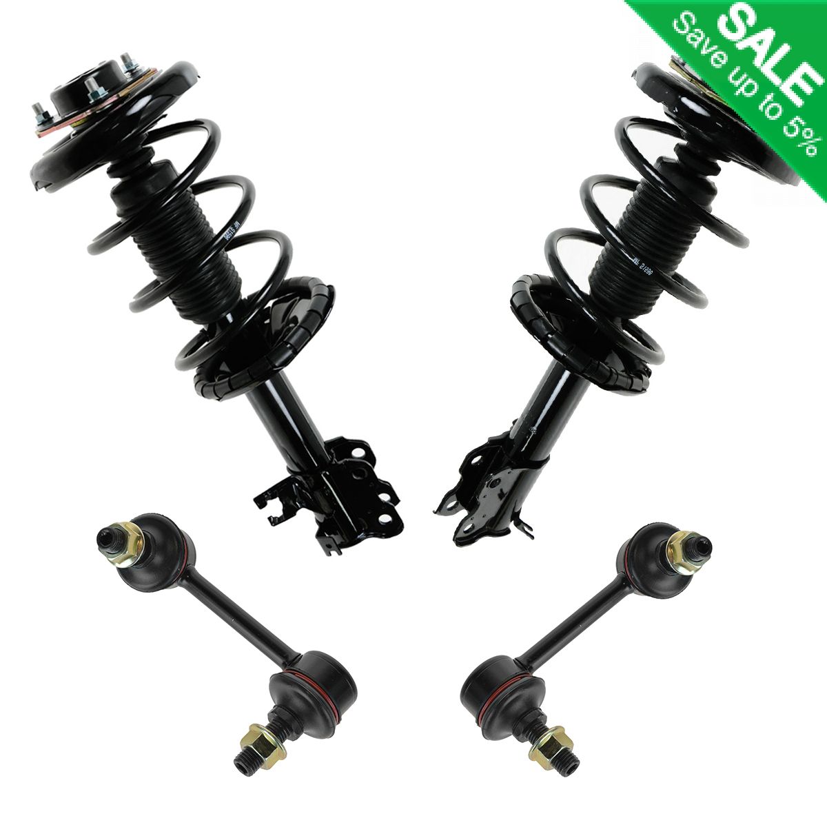 4 Piece Front Complete Strut Assembly & Sway Bar Link Kit for Nissan