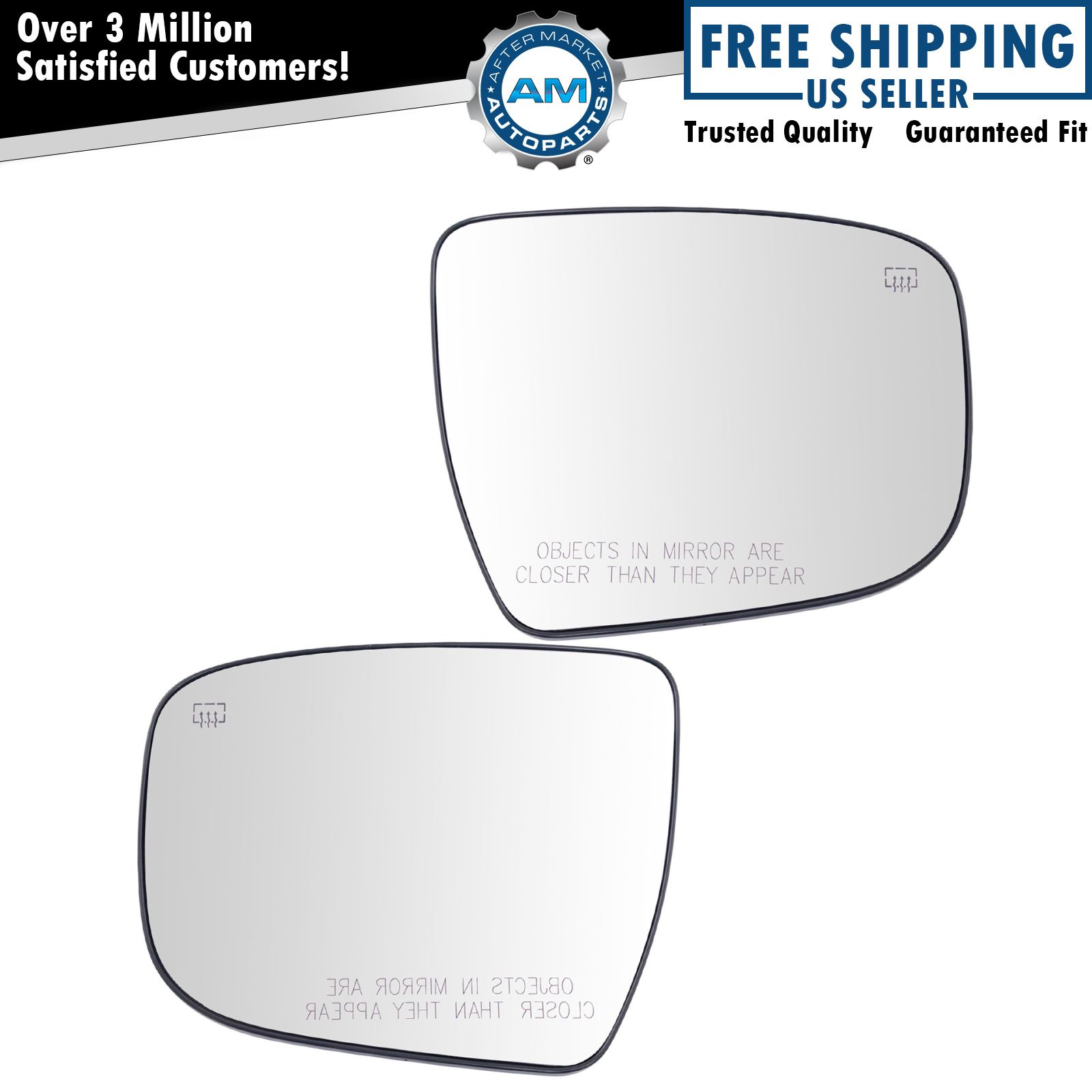 Exterior Heated Mirror Glass w/ Backing Plate LH RH Pair for Nissan Pathfinder