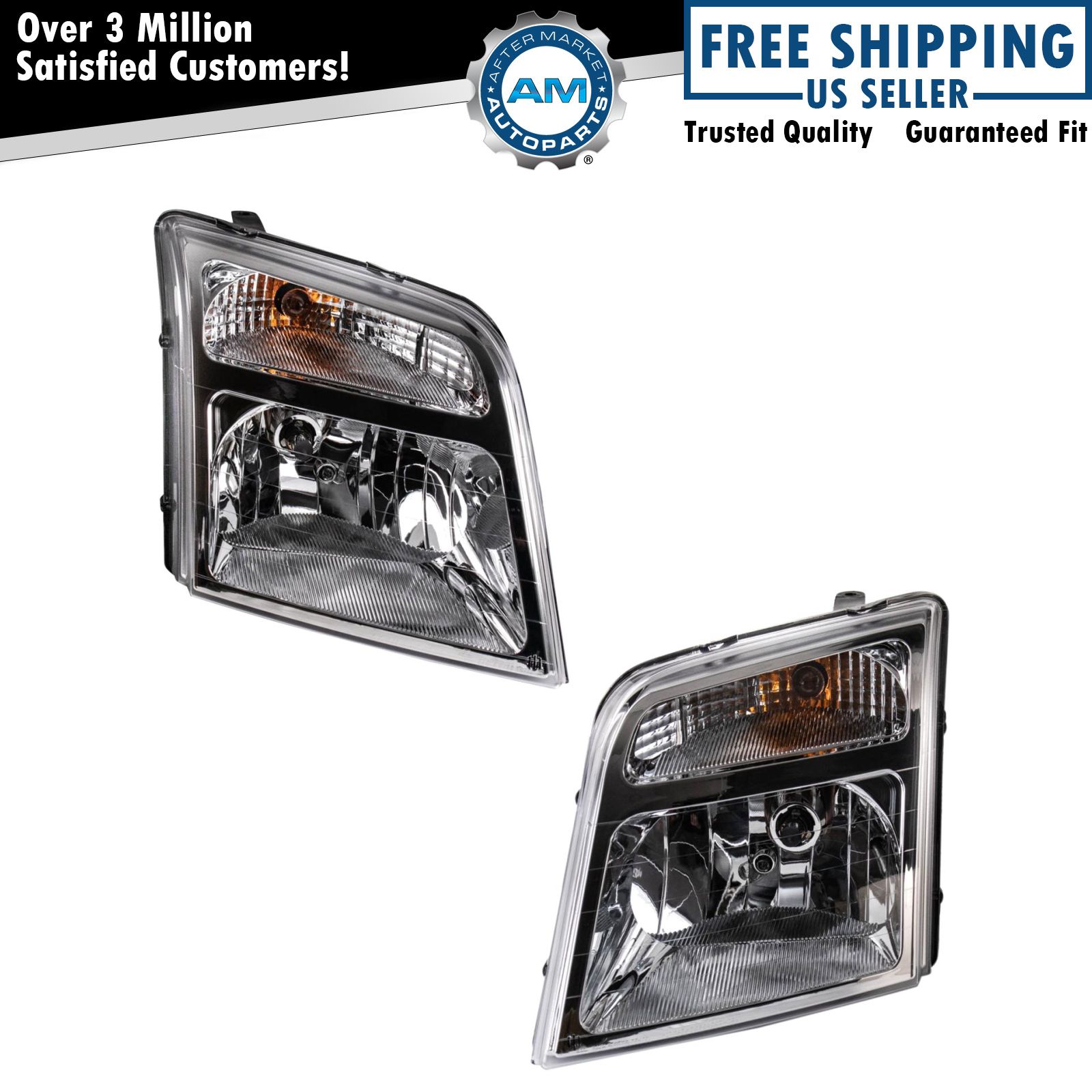 Headlight Set Left & Right For 10-13 Ford Transit Connect FO2502296 FO2503296