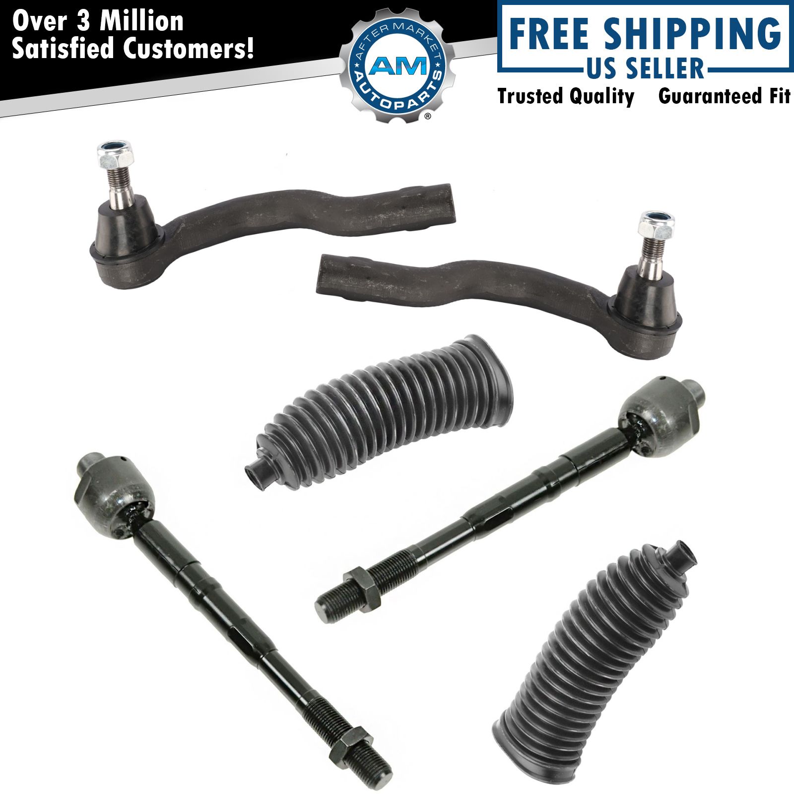 6 Piece Steering Kit Inner Outer Tie Rod End Links w/ Boots for Armada QX56