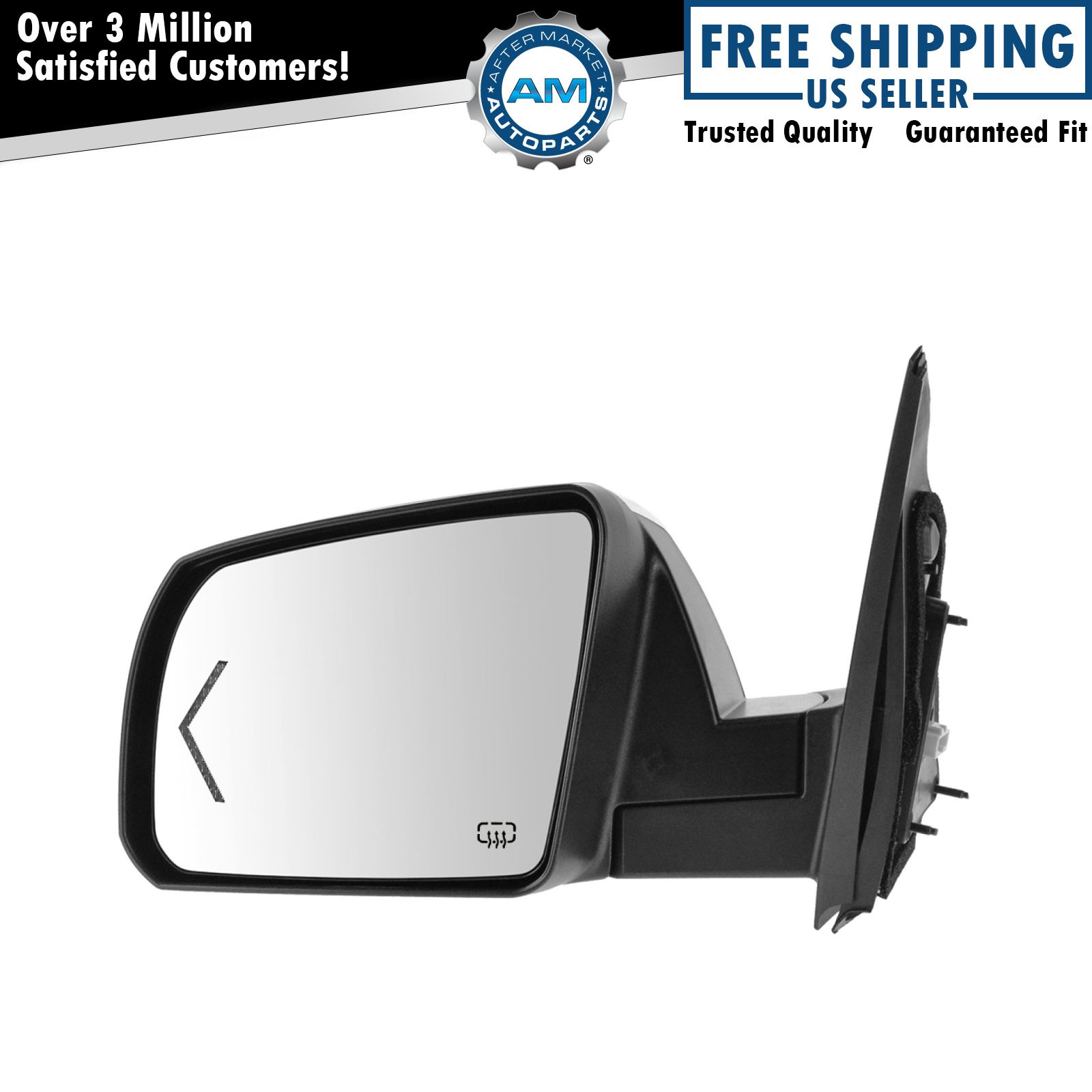 AM Autoparts Power Folding Mirror – Right Side, Chrome Cap – For Toyota Tundra 2014-2017 – Heated, Signal, Memory, Puddle Light
