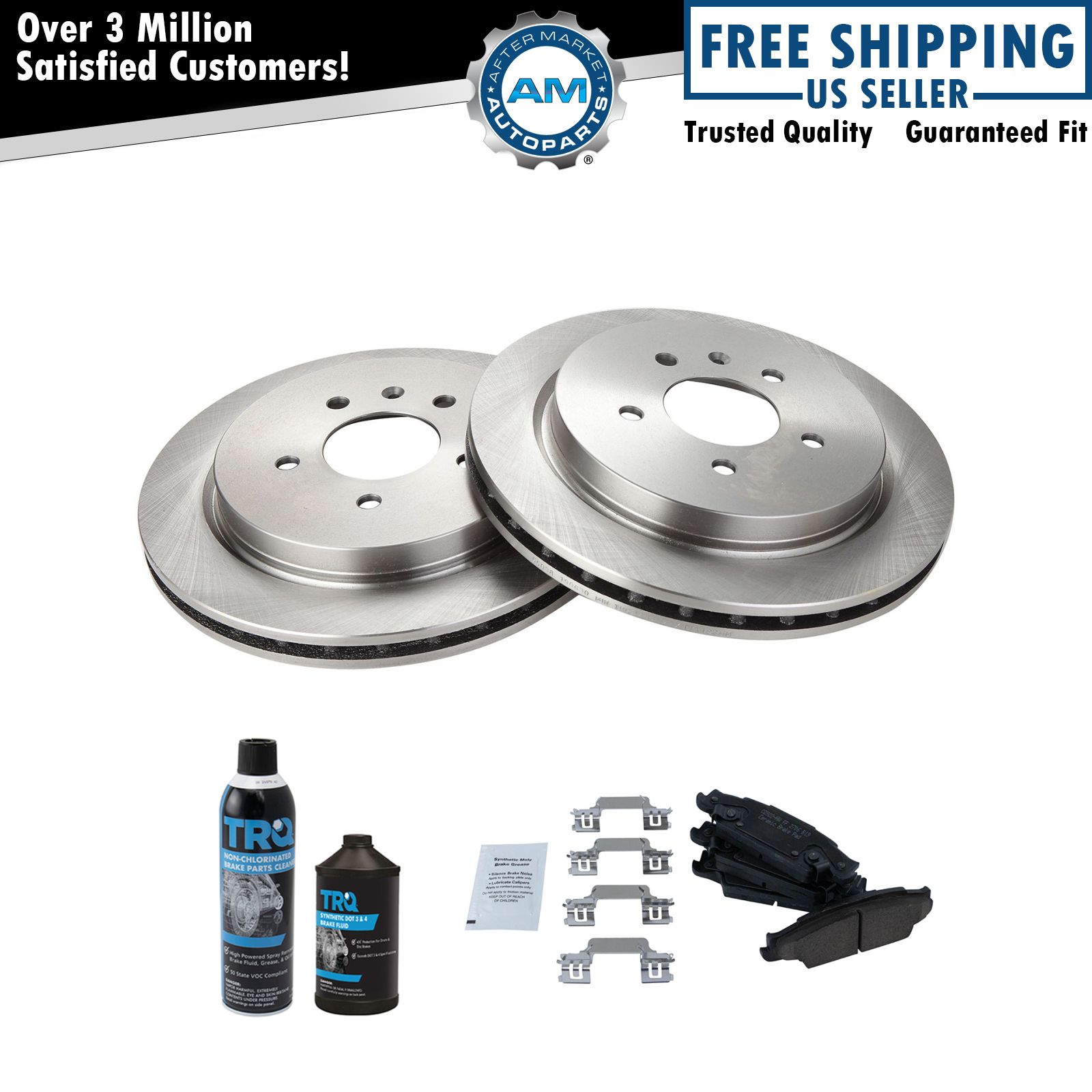 Rear Ceramic Brake Pad Rotor Kit w/Chemicals for Cadillac CTS STS