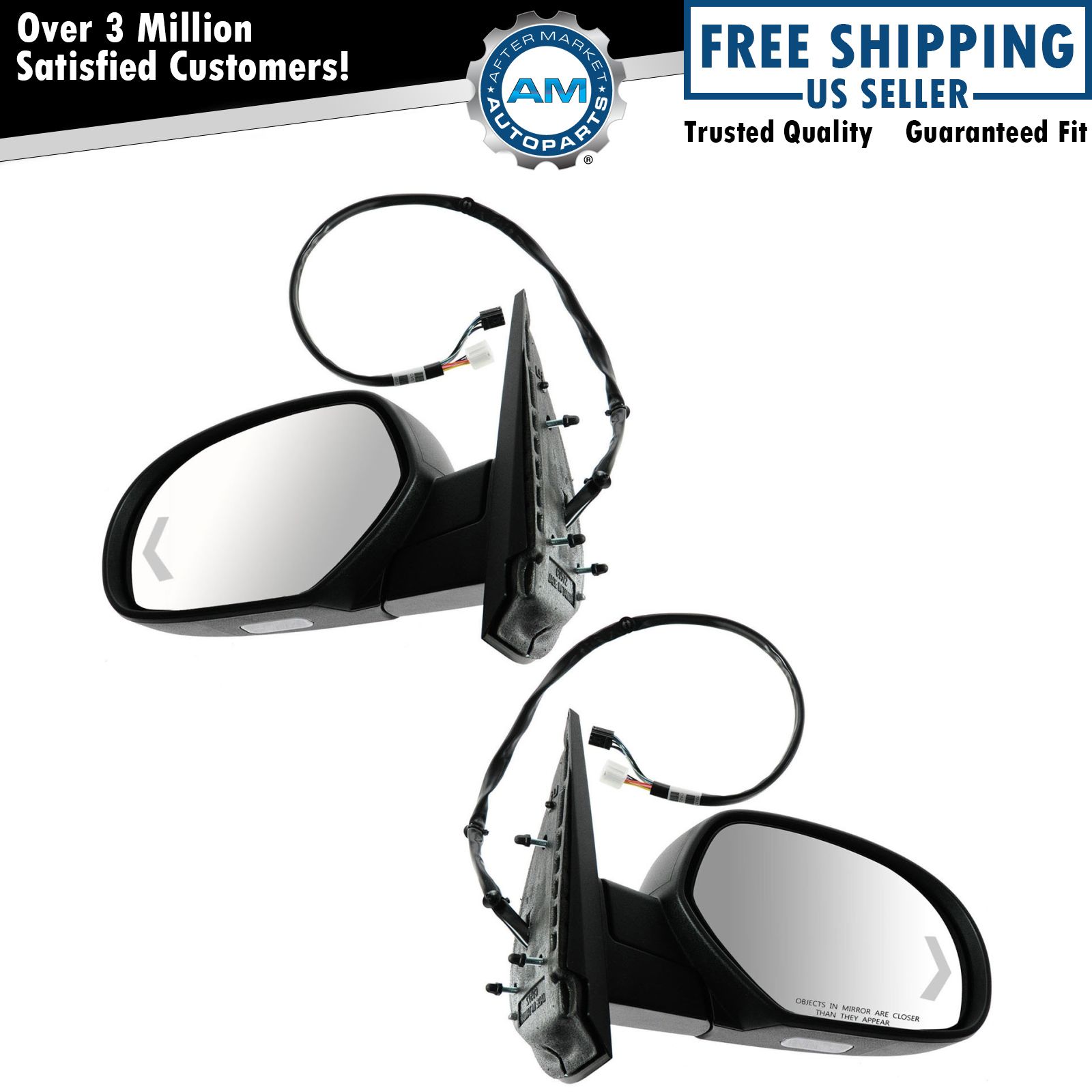 Mirror Power Folding Heated Memory Puddle Signal Textured Pair for GM Pickup SUV
