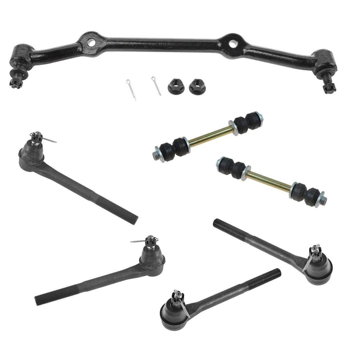 7 Piece Steering & Suspension Kit Tie Rods Center Link Sway Bar End ...