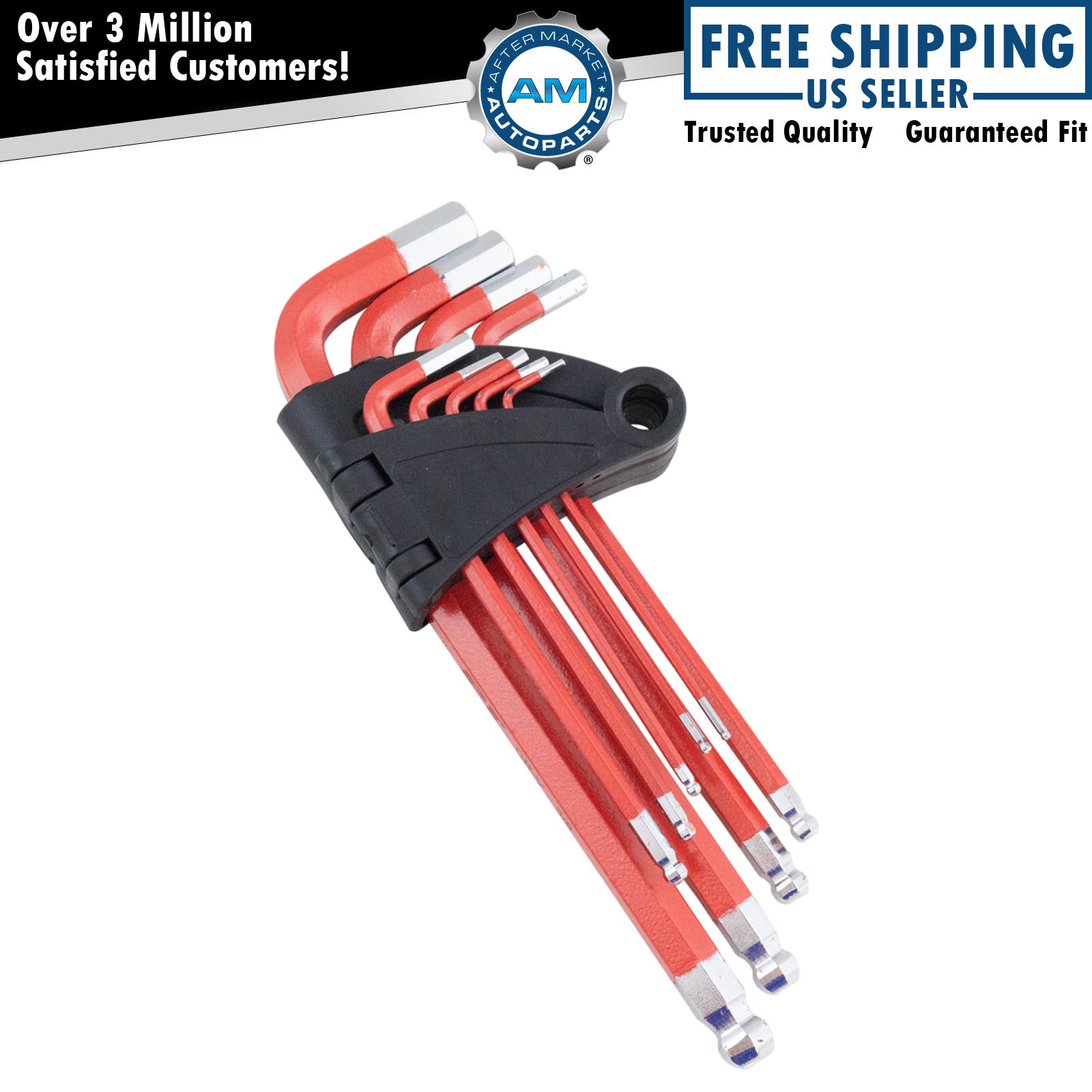 9 Piece Long Arm SAE Standard Ball End Hex Key Wrench Set Allen Style