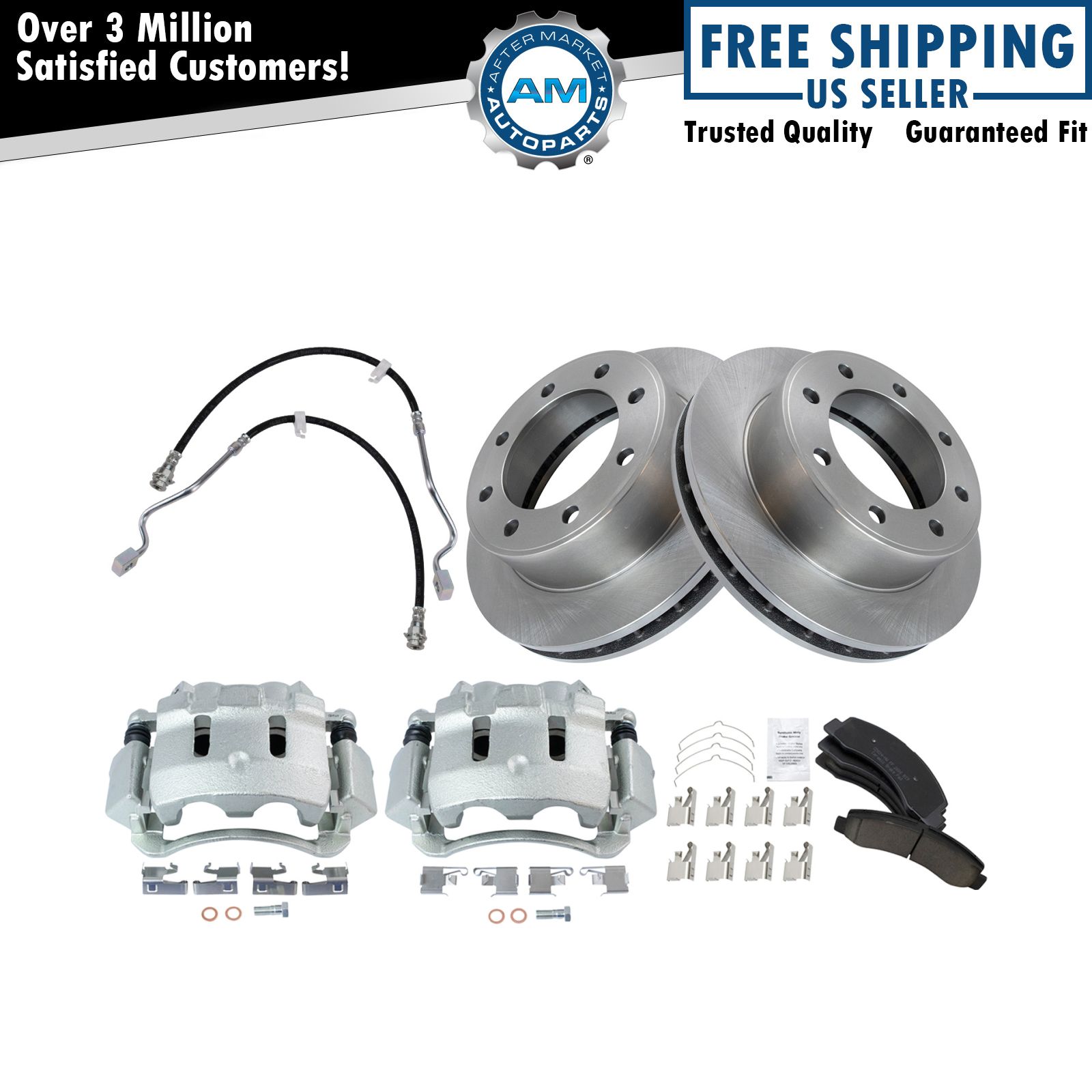 Brake Pad & 8 Lug Rotor Kit Metallic Front for Ford F250 F350 4WD NEW