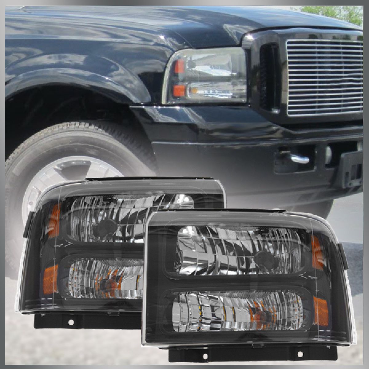 Harley Davidson Style Headlights Headlamps Pair Set for 05-07 Ford ...