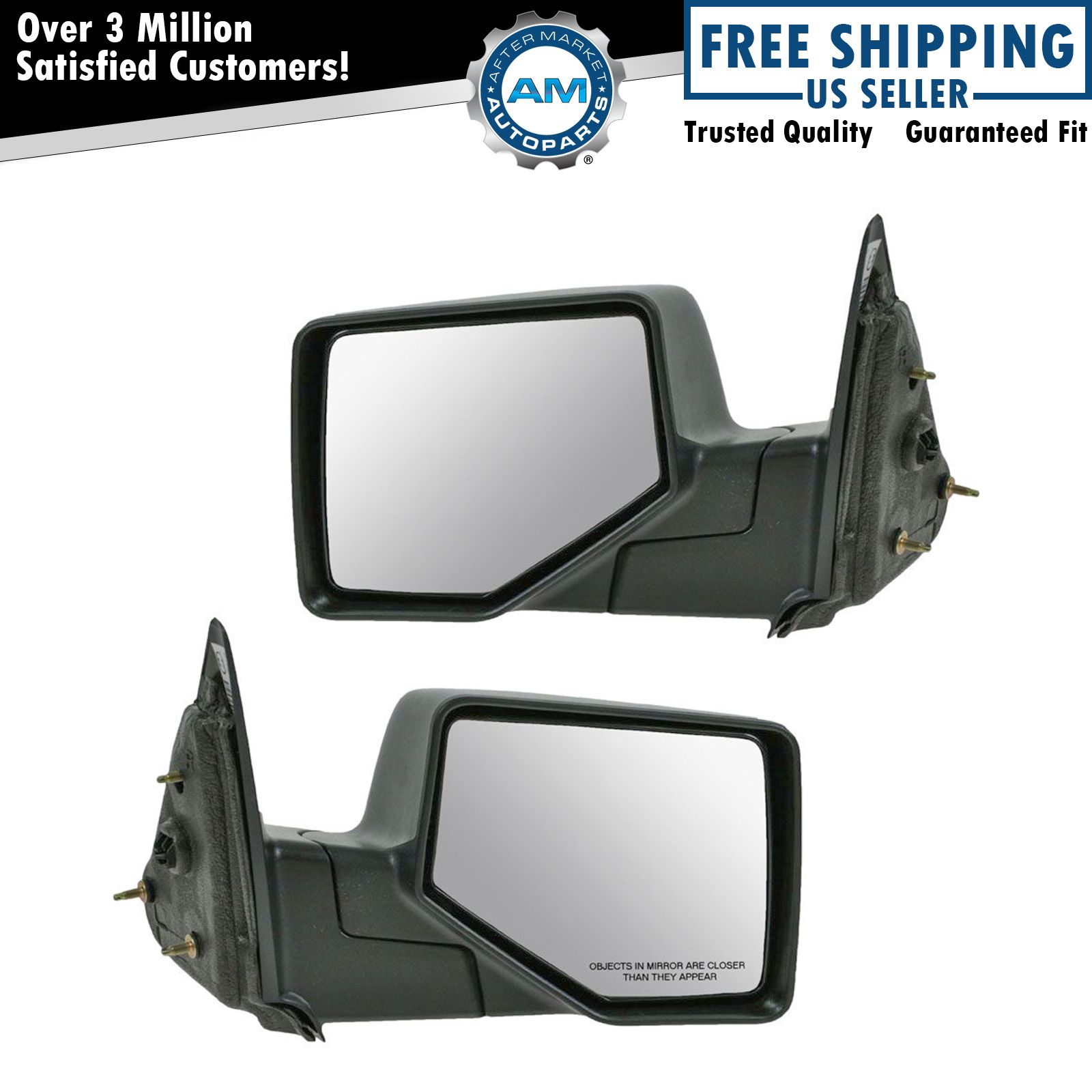 Mirror Manual Textured Black Pair Kit Set of 2 for 06-11 Ford Ranger New