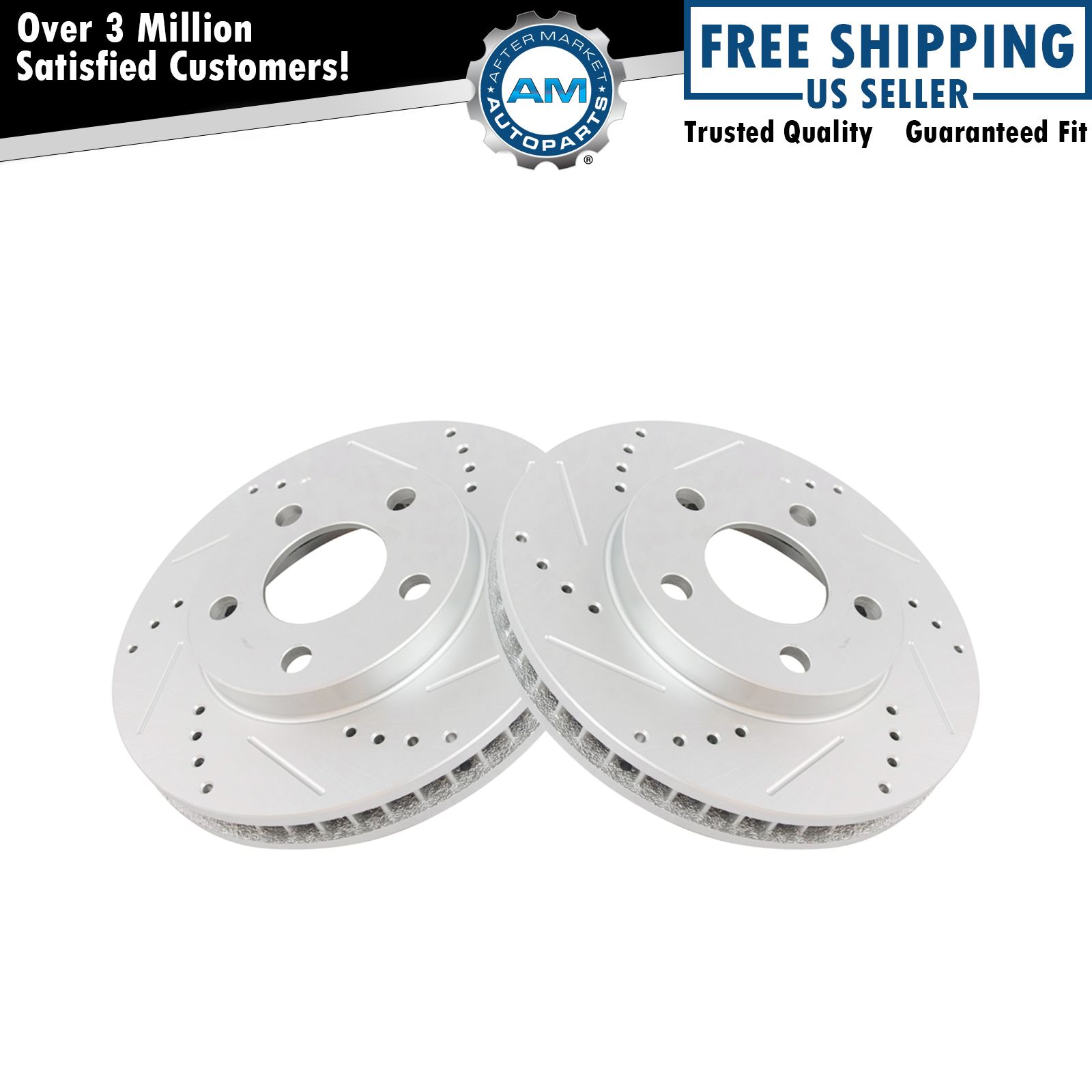 Performance Drilled Slotted Front G-Coated Brake Rotor Pair New
