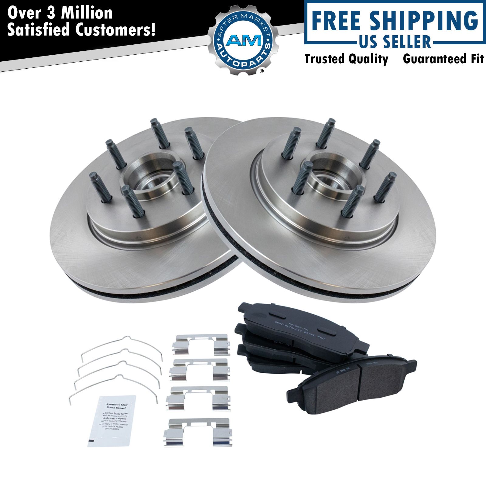 Front Premium Posi Metallic Brake Pad & Rotor Kit for F150 Mark LT 2WD