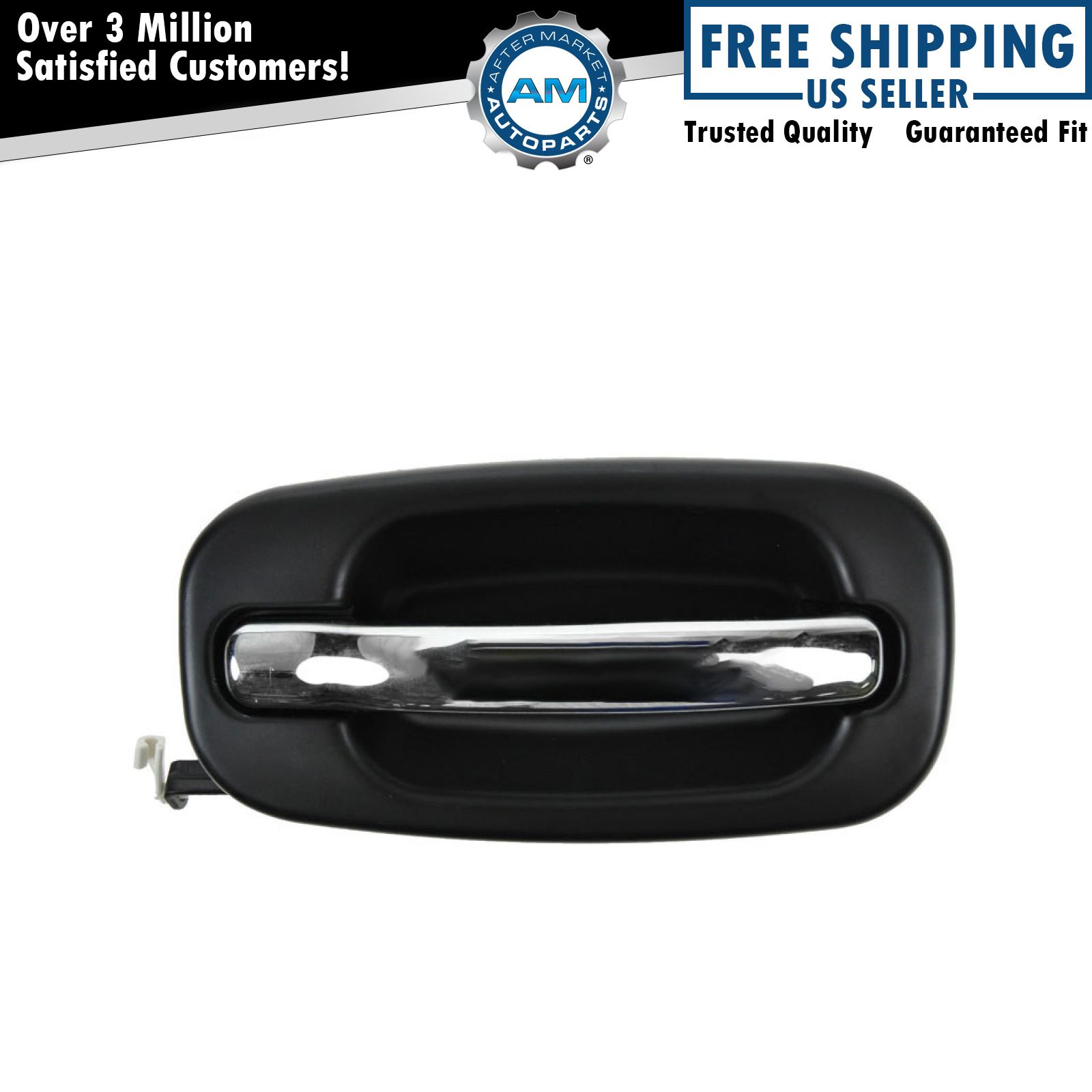 Chrome & Black Door Handle Left Rear Exterior for Chevy Silverado Pickup Truck