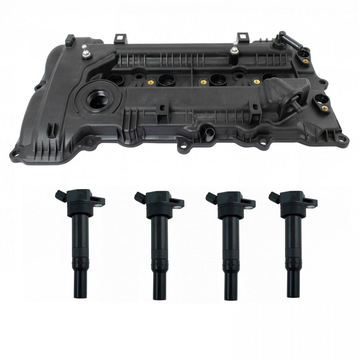 Engine Valve Cover With Gasket & Ignition Coils 5 Piece Kit for Hyundai