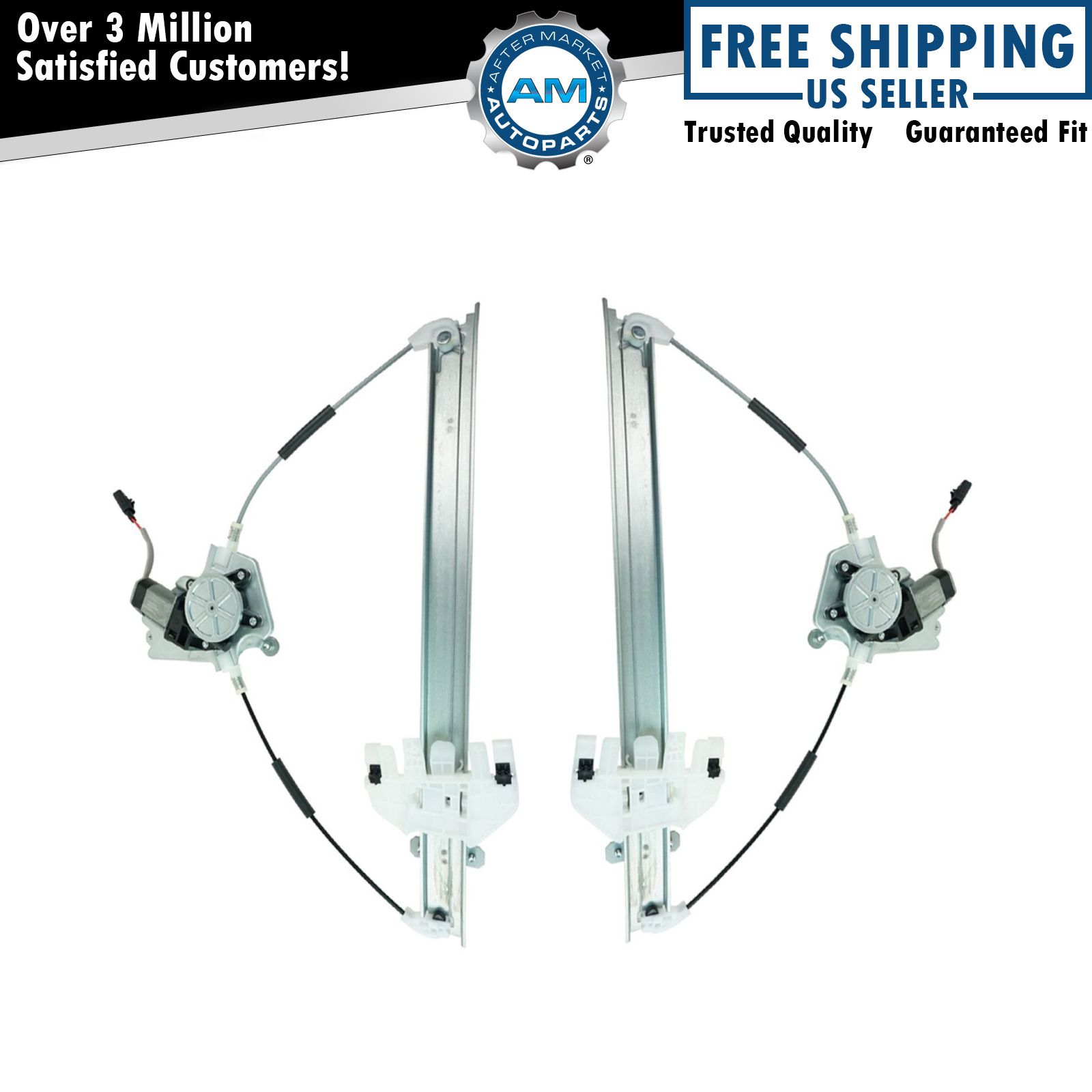 Window Regulators w/ Motor Front Left & Right Pair Set for 06-07 Jeep Liberty
