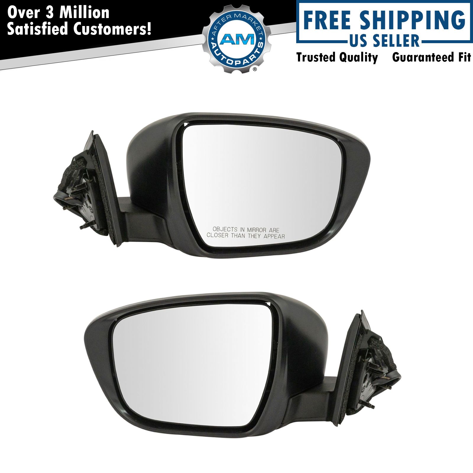 Mirror Power Signal Smooth Black Pair Set for Nissan Rogue Japan Built
