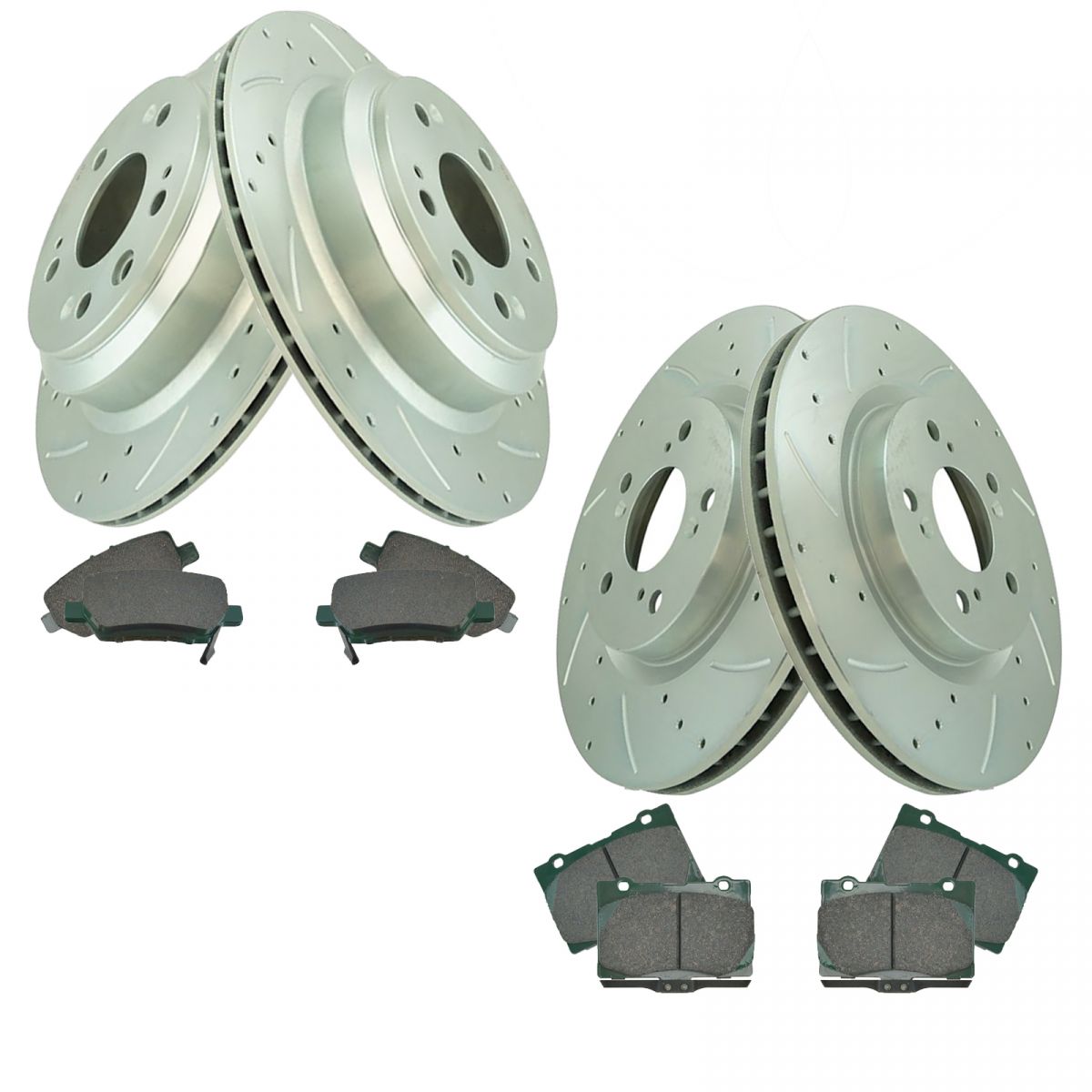 Rear Posi Ceramic Brake Pad /& Performance Drilled Slotted Coated Rotor Kit
