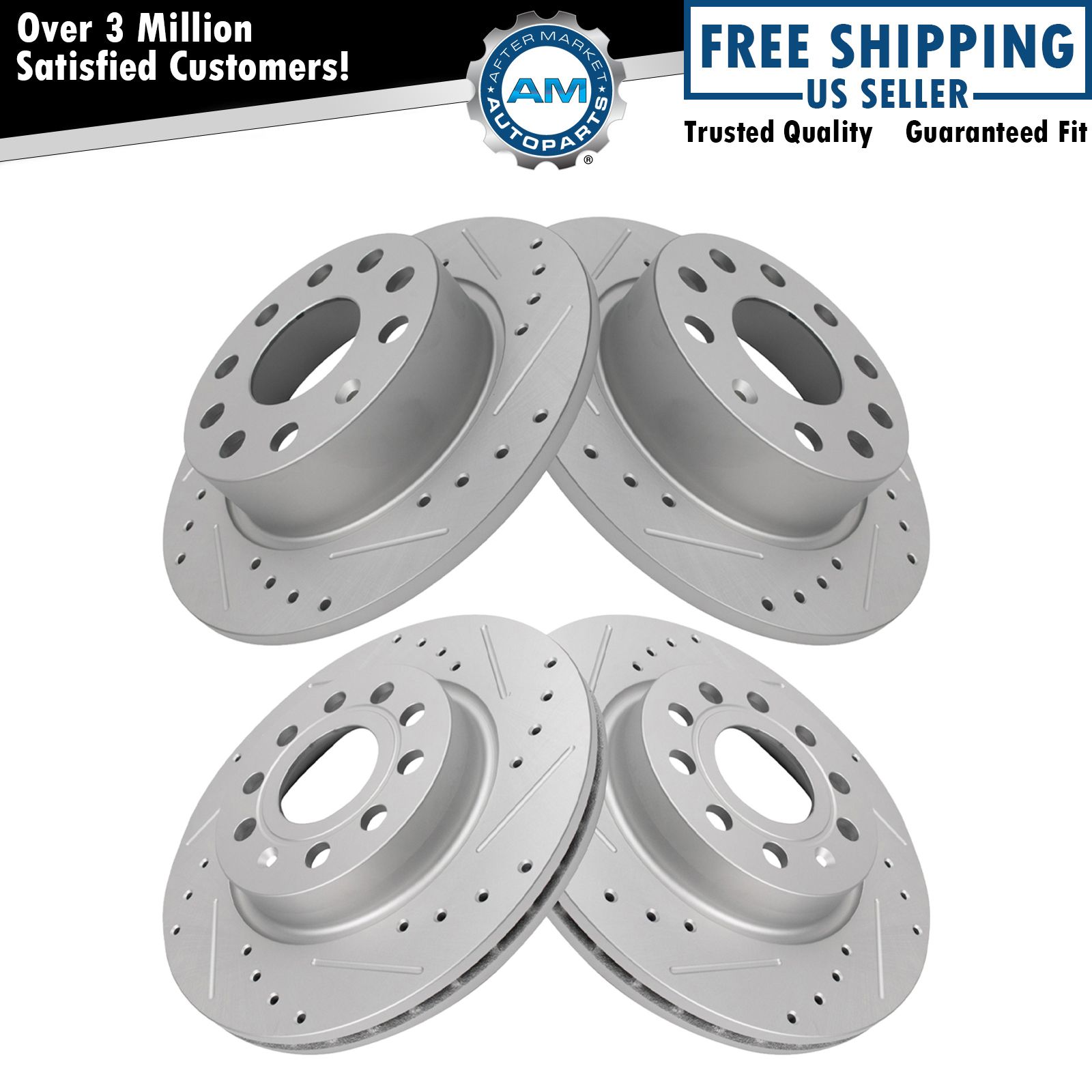 Drilled Brake Rotor Set Fits Audi A3 Volkswagen Beetle Golf  Jetta