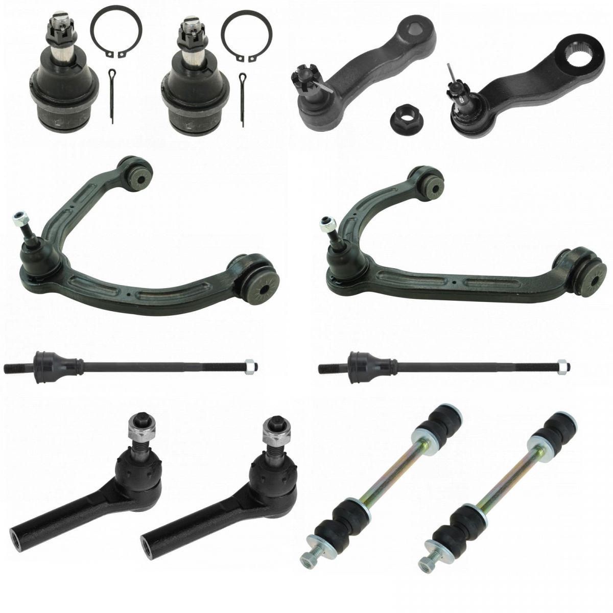 Front Control Arms Ball Joints Sway Links Tie Rods Idler Pitman Arm Kit ...