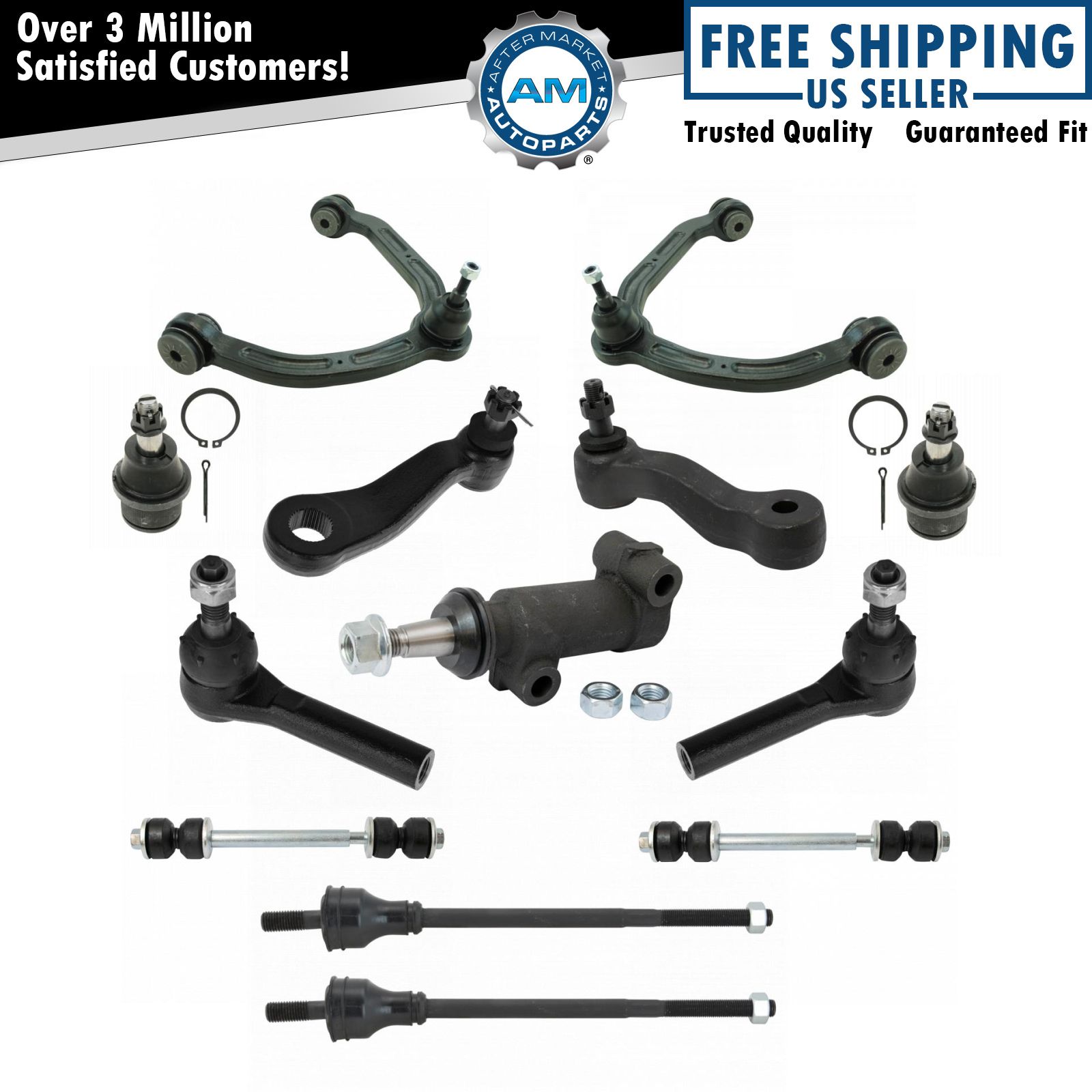 13 Piece Steering & Suspension Kit Control Arms Ball Joints Tie Rods ...