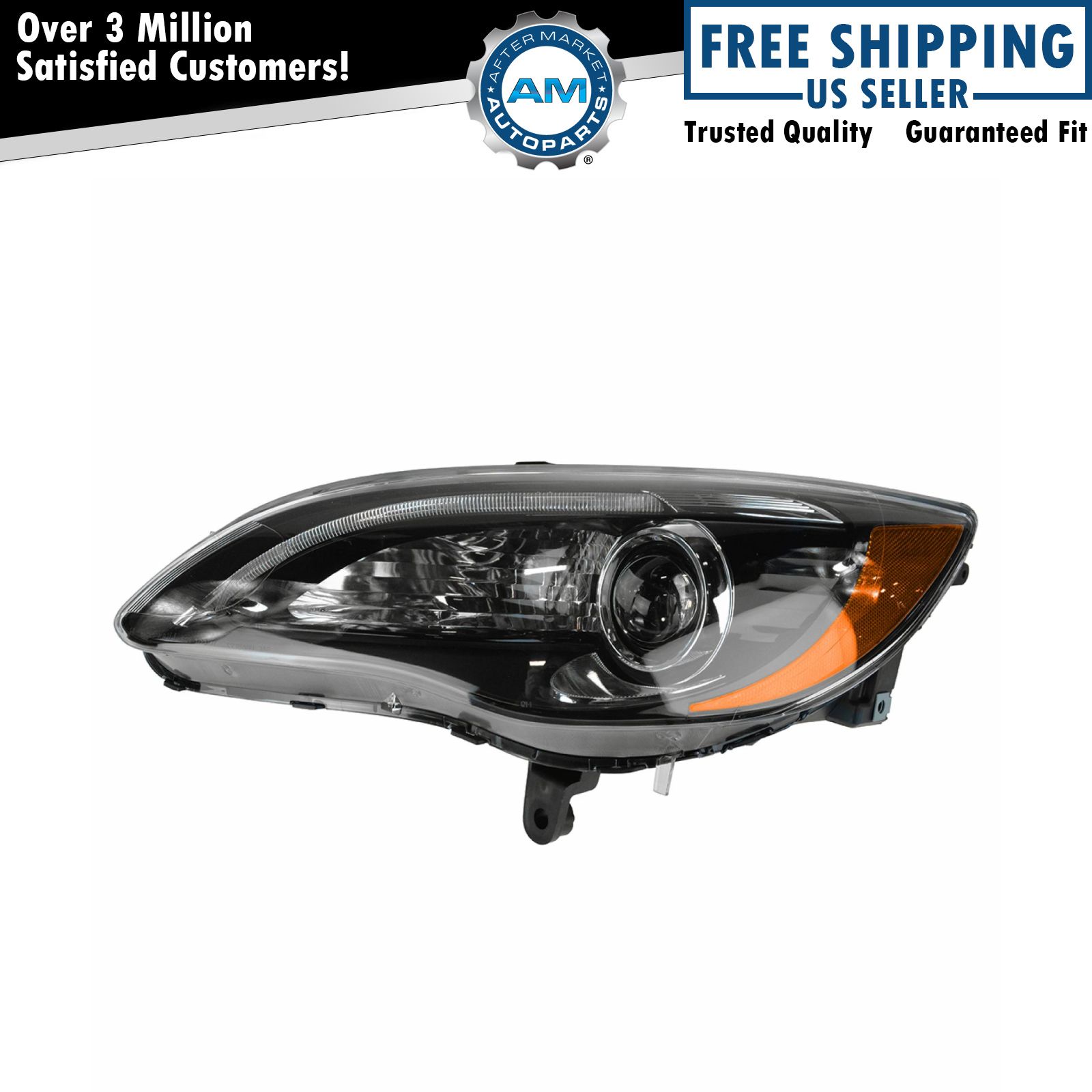 Headlight Headlamp Black Bezel Driver Side Left LH for 11-14 Chrysler 200