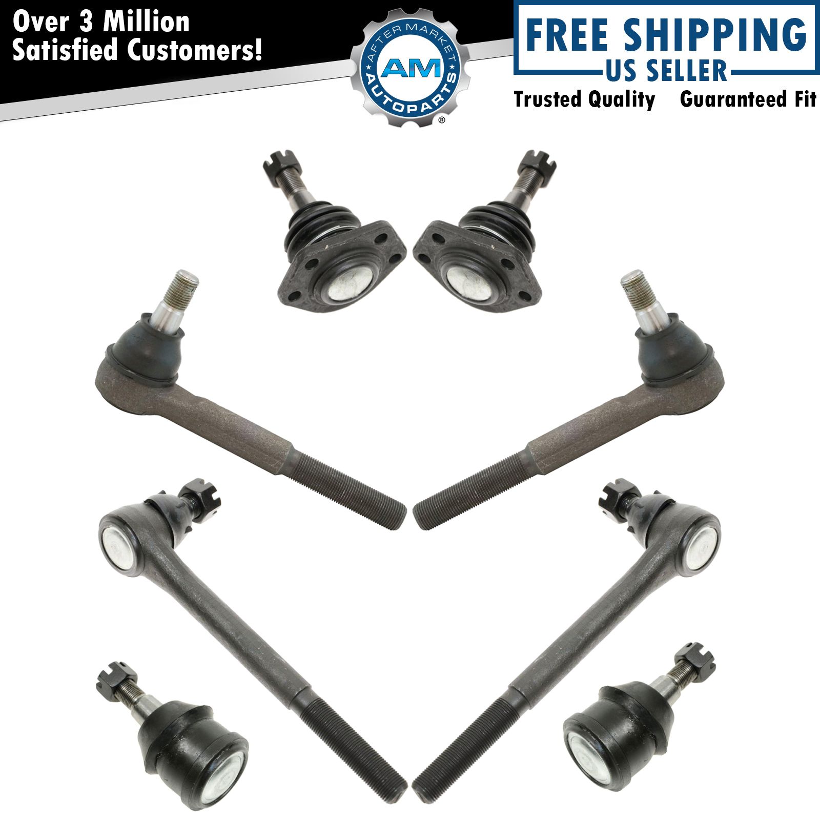 8 Piece Steering & Suspension Kit Front Ball Joints w/ Inner Outer Tie